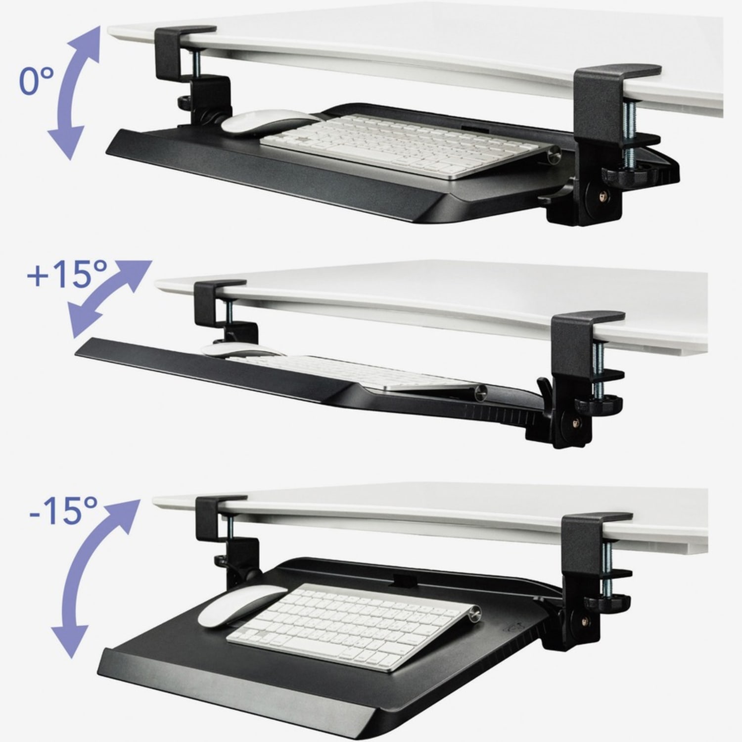 Kantek Clamp Mounted Tilting Keyboard Tray, 11.5inH x 5inW, Black - Image 5