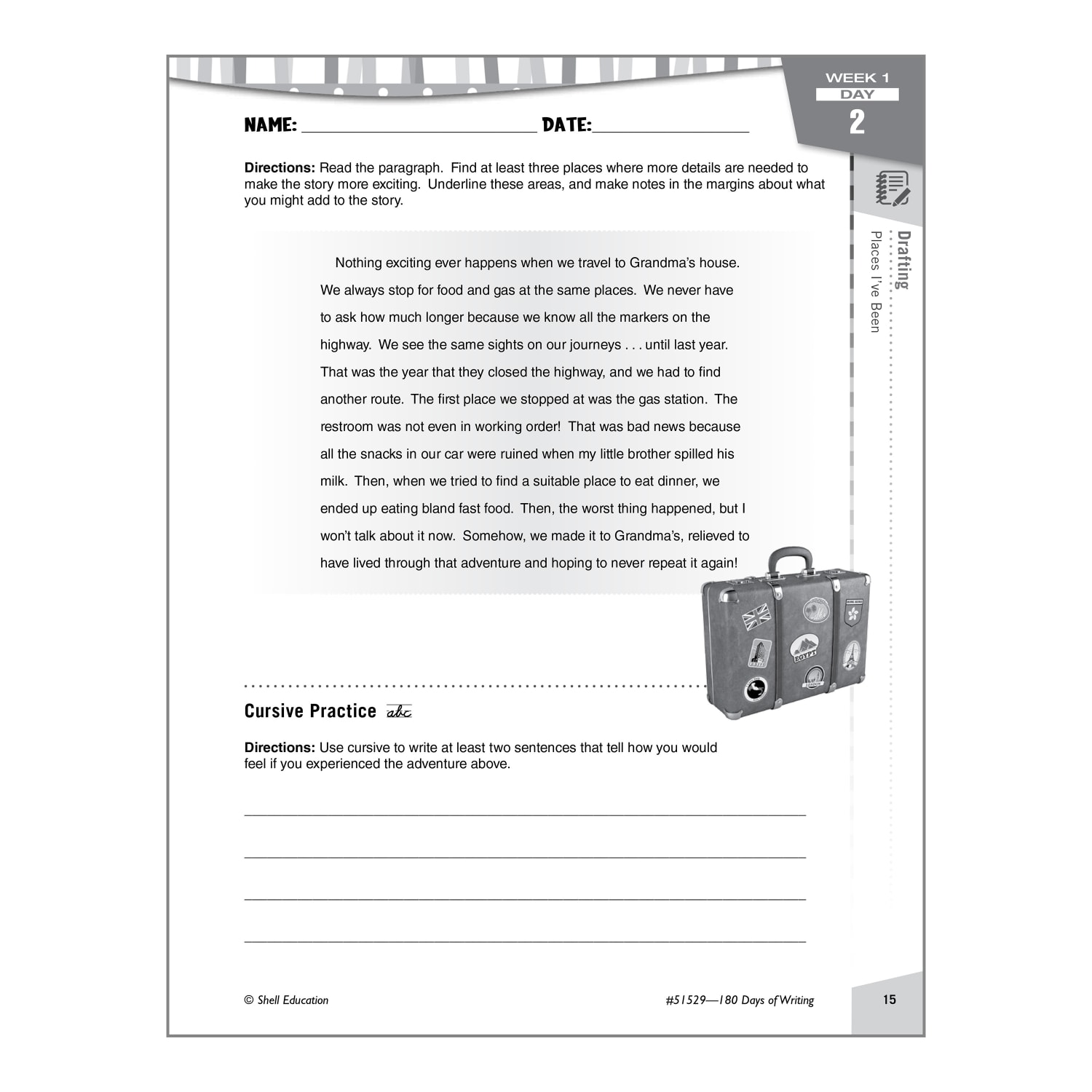 Shell Education 180 Days Of Writing Workbook, Kindergarten - Image 6
