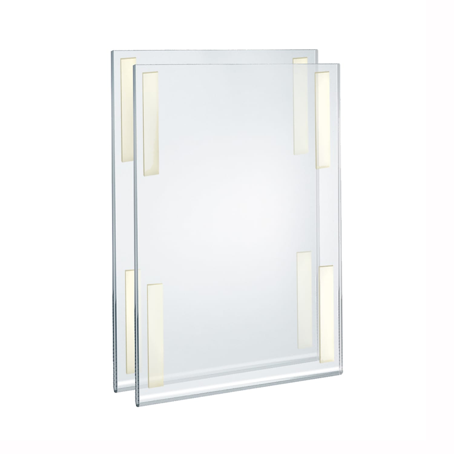 Azar Displays Adhesive Acrylic Vertical U-Frame Sign Holders, 17inH x 11inW x 1/4inD, Clear, Pack Of 2 Sign Holders