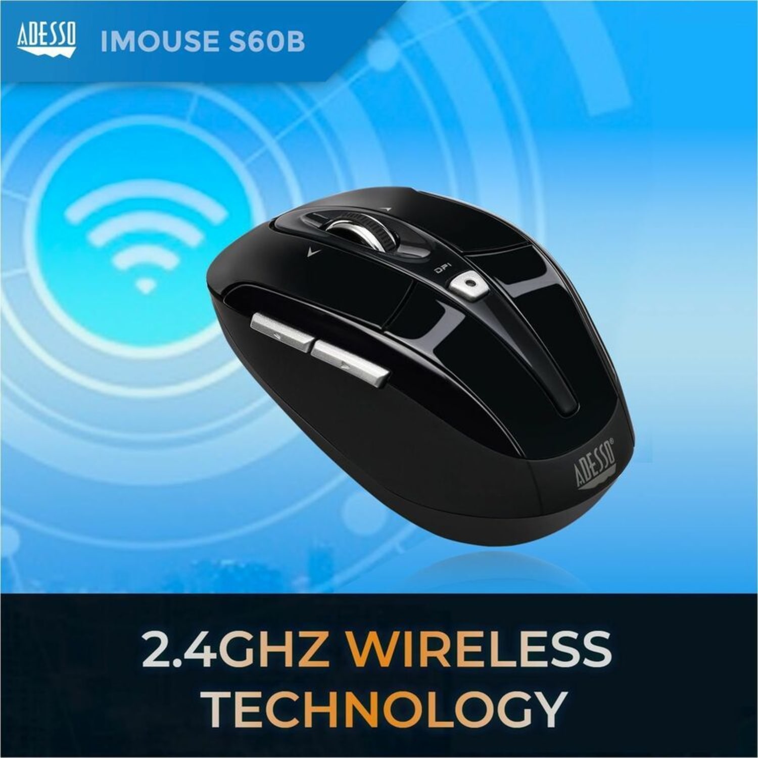 Adesso iMouse S60B Wireless RF Programmable Nano Optical Mouse, Black - Image 3