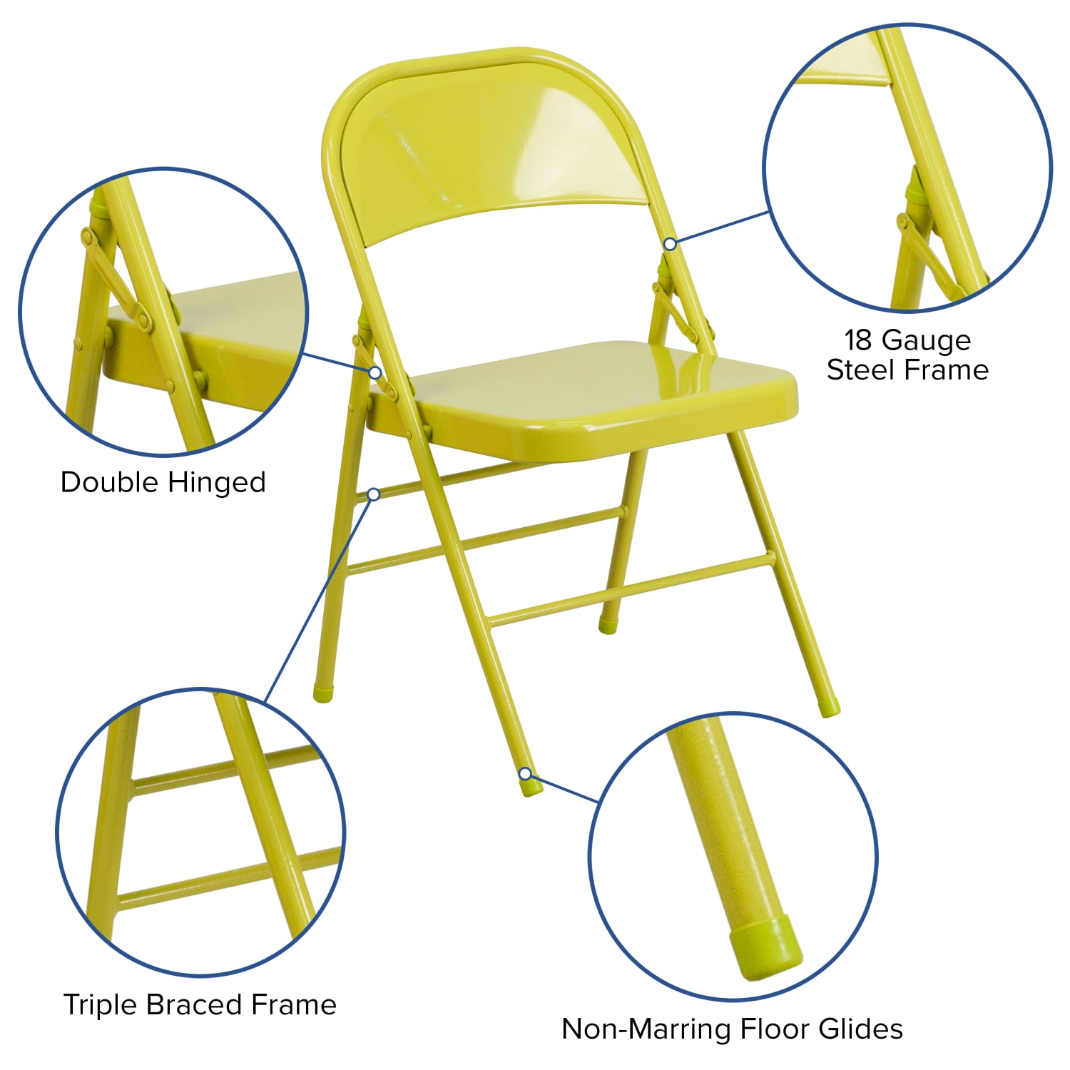 Flash Furniture HERCULES COLORBURST Series TripleBraced DoubleHinged Metal Folding Chairs Twisted Citron Pack Of 2 Chairs PopularChairscom Flash Furniture HERCULES COLORBURST Series Triple Braced Double Hinged Metal Folding Chairs Twisted Citron Pack Of 2 Chairs PopularChairscom