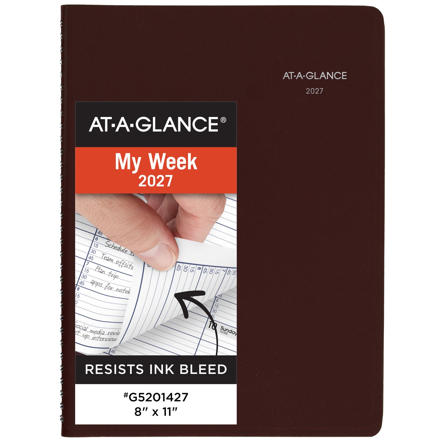 AT-A-GLANCE DayMinder 2027 Weekly Appointment Book Planner, Burgundy, Large, 8in x 11in