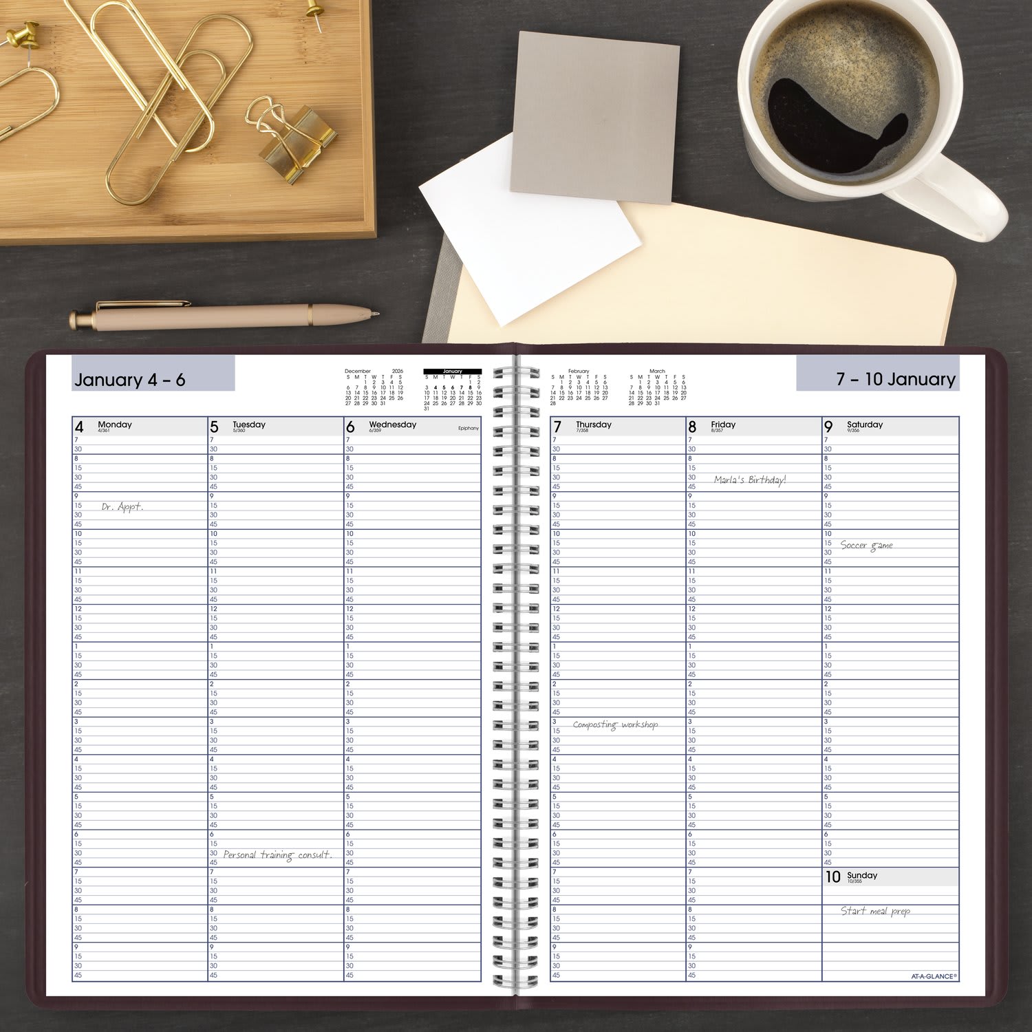 AT-A-GLANCE DayMinder 2027 Weekly Appointment Book Planner, Burgundy, Large, 8in x 11in - Image 3