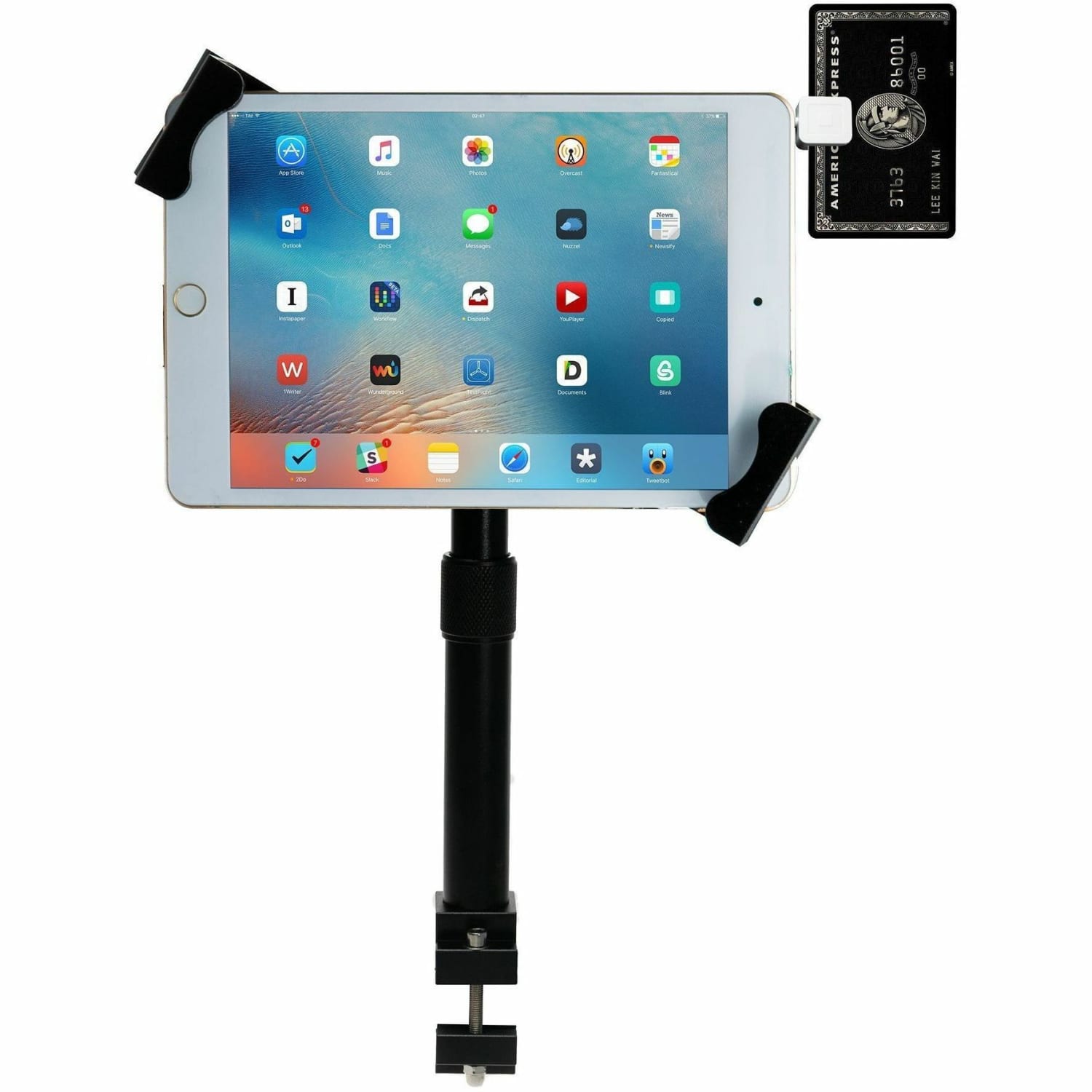 CTA Digital Height-Adjustable Tube-Grip Security Mount for 7-14 Inch Tablets - Height Adjustable - 7in to 14in Screen Support - 1 - Image 3