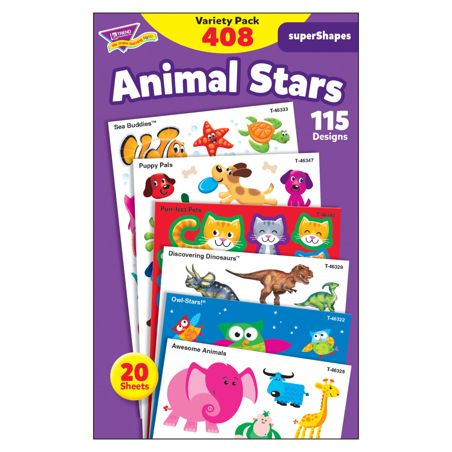 Trend superShapes Stickers, Animal Stars, 408 Stickers Per Pack, Set Of 3 Packs - Image 3