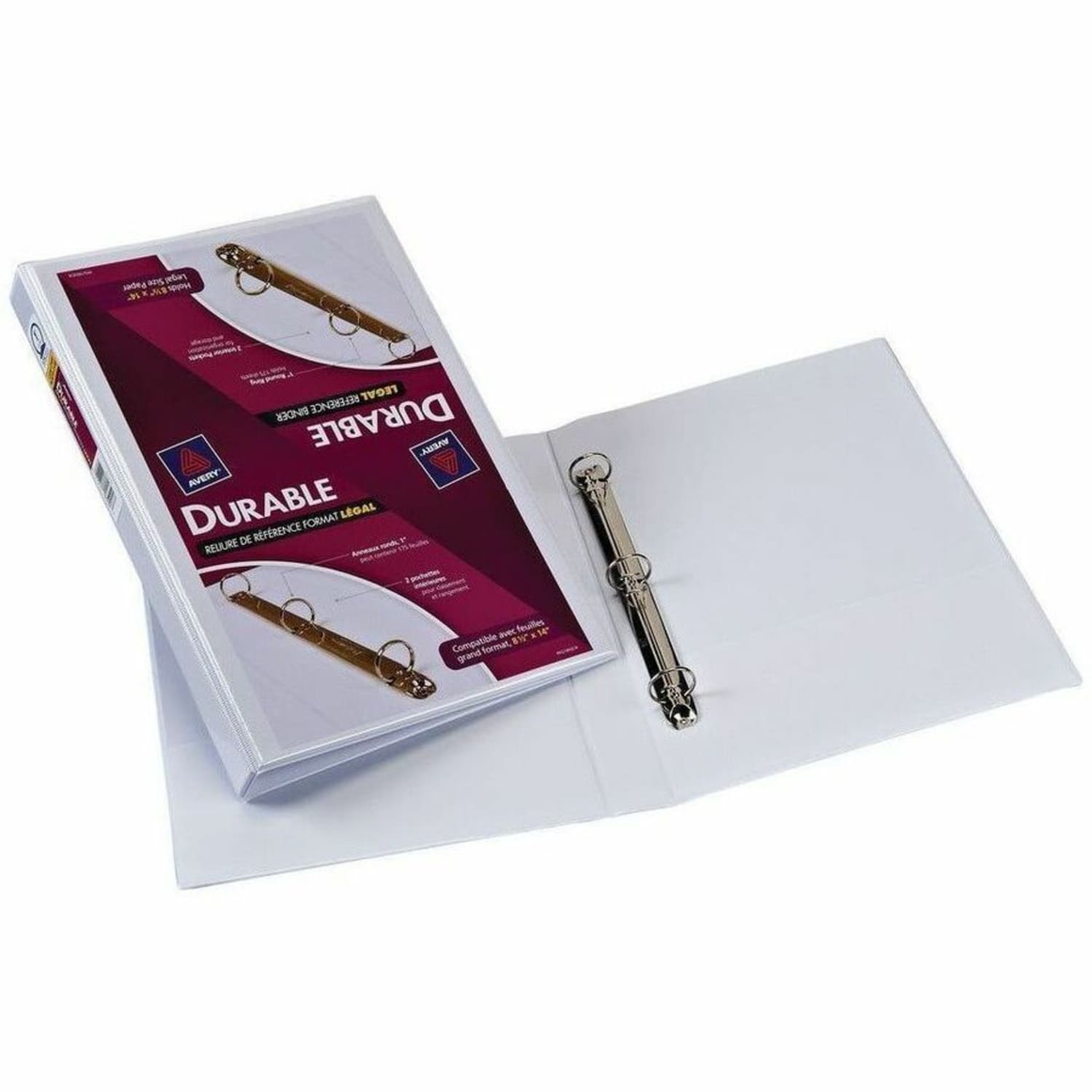Avery Durable Legal Reference 3-Ring Binder, 1in Round Rings, White/Clear - Image 4