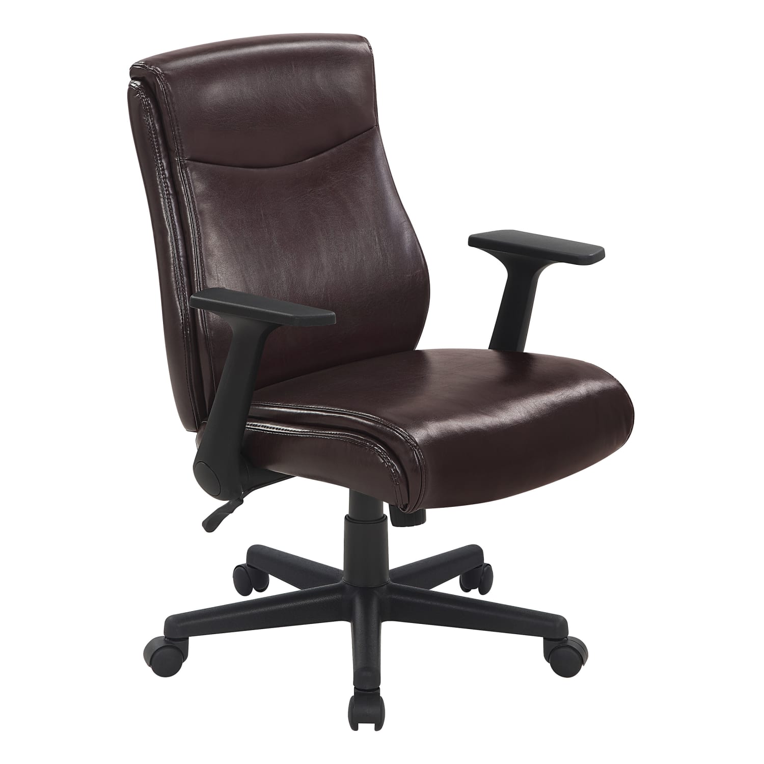 Office Star Executive Ergonomic Faux Leather Mid-Back Manager's Chair, Chocolate