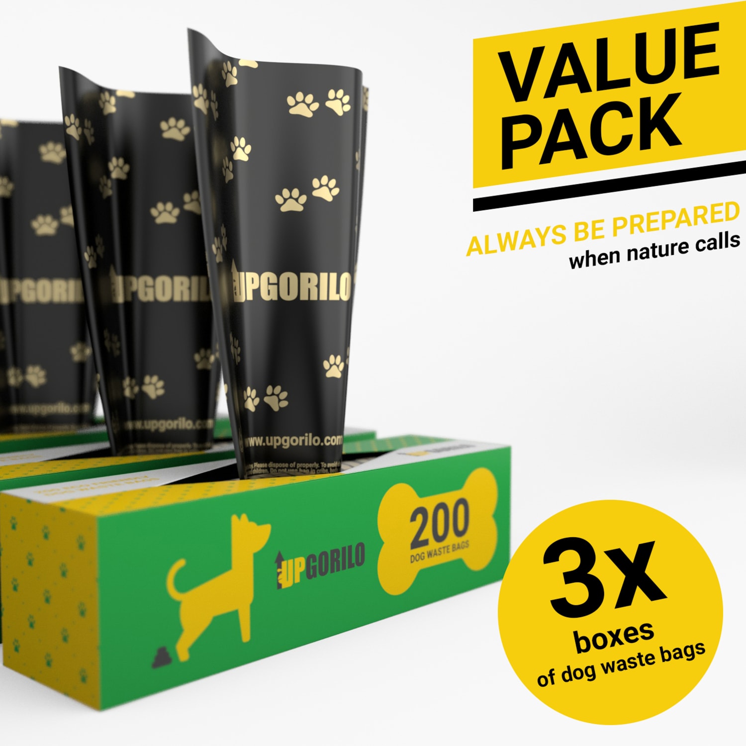 Flash Furniture Kessler Unscented Premium Pet Waste Station Bags, 48 Oz, 8in x 13in, Black, 200 Bags Per Roll, Set Of 3 Rolls - Image 3