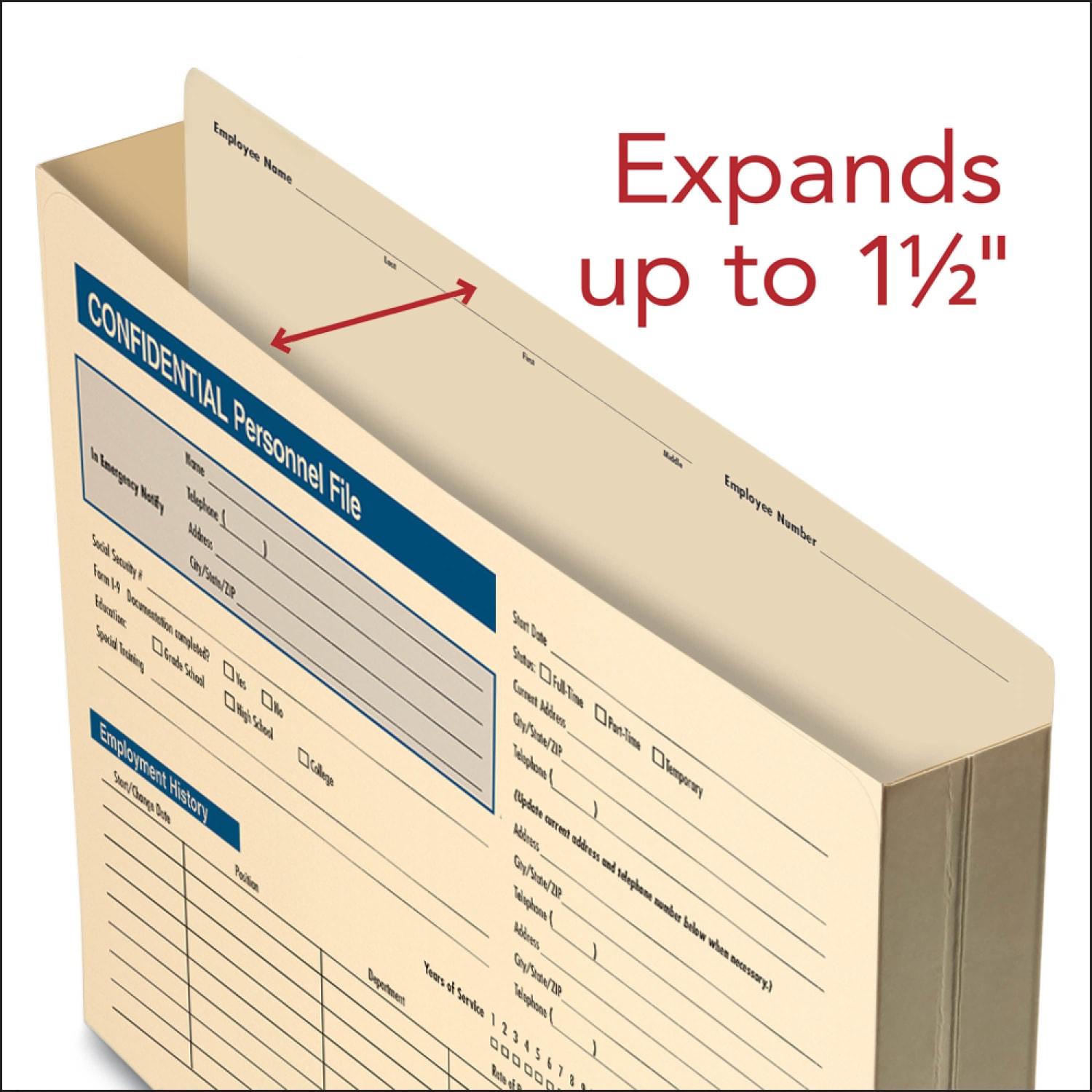 ComplyRight Expandable Confidential Personnel Files, 12in x 9 1/2in x 1 1/2in, Pack Of 25 - Image 4