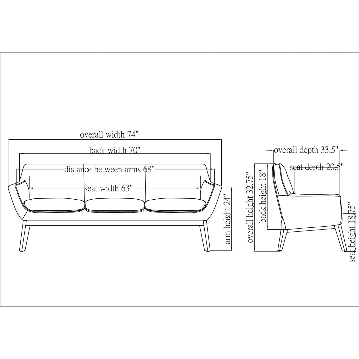 Lorell Quintessence Upholstered Sofa With Lumbar Support, Black/Natural - Image 4
