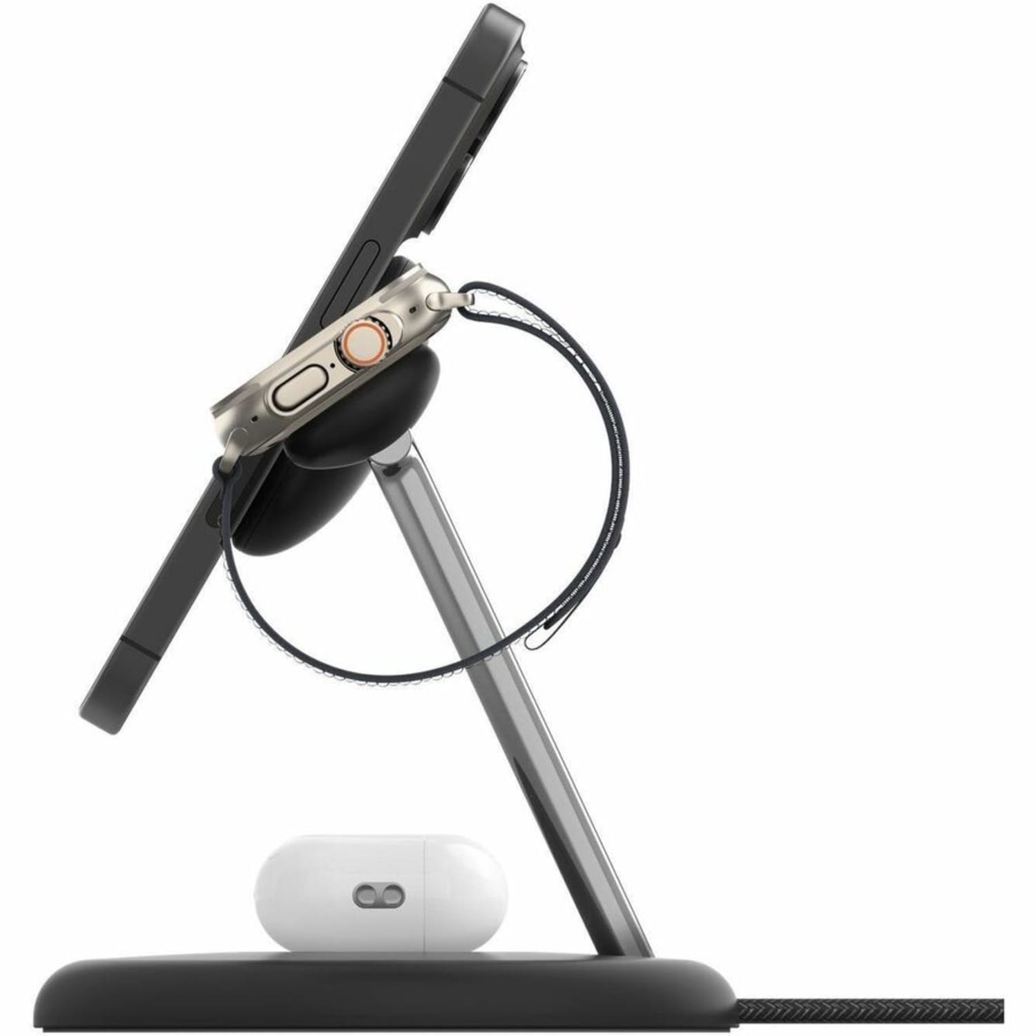 Belkin BoostCharge Pro Cradle - Wireless - iPhone, Apple Watch, AirPods - 3 Slot - Qi2 - Charging Capability - Black - Image 6