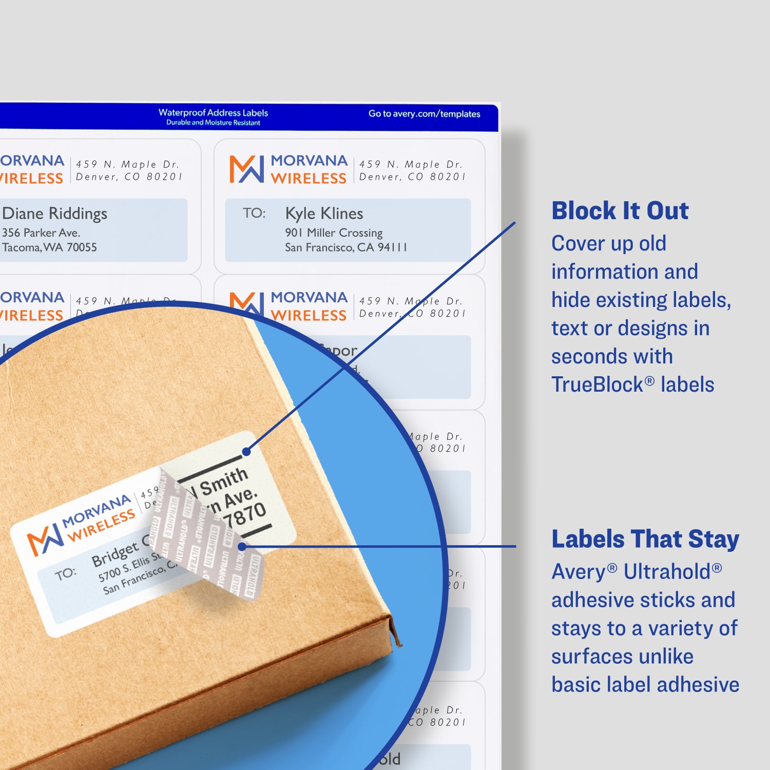 Avery Waterproof Shipping Labels With Ultrahold, 15516, Rectangle, 5-1/2in x 8-1/2in, White, 20 Labels For Laser Printers - Image 4
