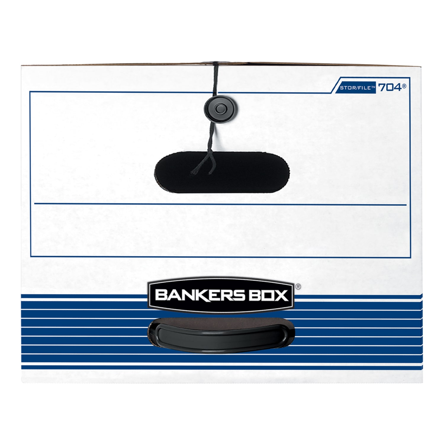 Bankers Box Stor/File Medium-Duty Storage Boxes With Locking Lift-Off Lids And Built-In Handles, Letter Size, 24 x 12in x 10in, 60% Recycled, White/Blue, Case Of 3 - Image 4