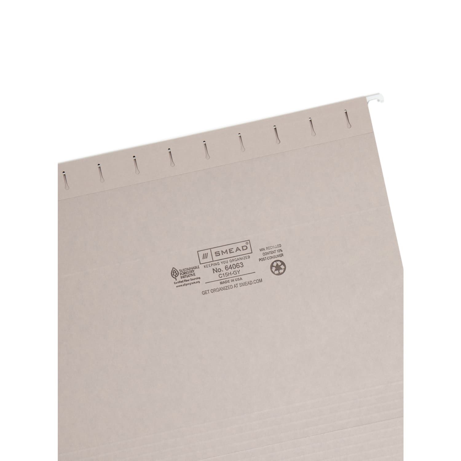 Smead Hanging File Folders, Letter Size, Gray, Box Of 25 Folders - Image 4