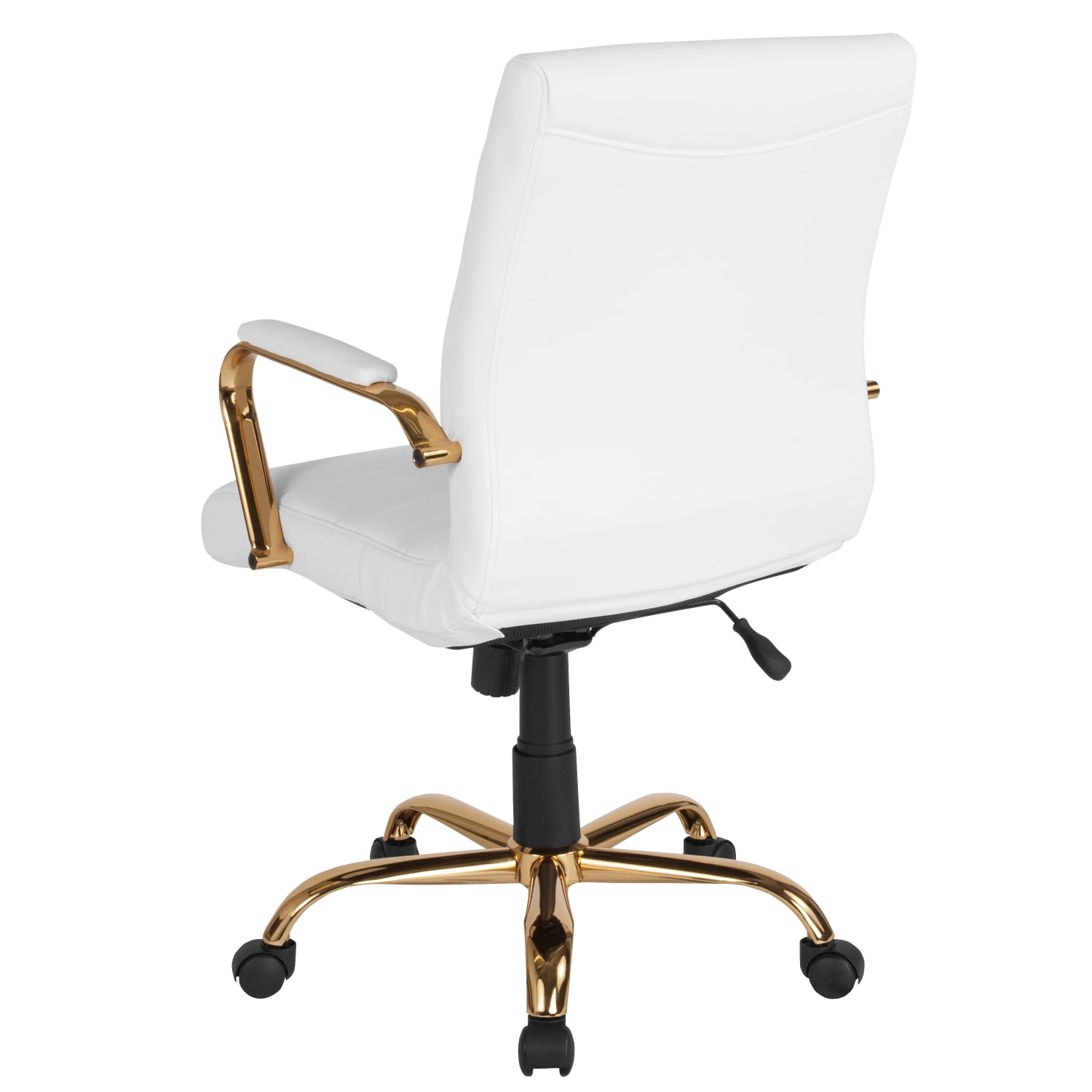 Flash Furniture LeatherSoft Faux Leather Mid Back Office Chair With Chrome Base And Arms WhiteGold PopularChairscom