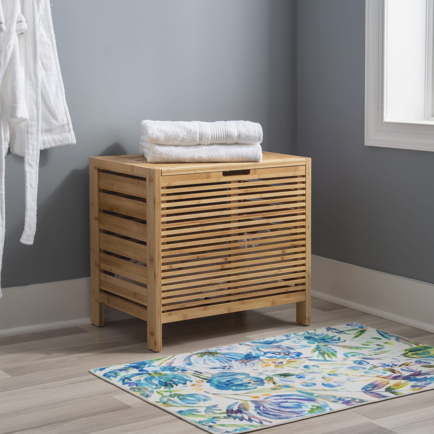 Linon Bamboo Hamper, 20-1/2inH x 21-3/4inW x 15-1/4inD, Natural - Image 3