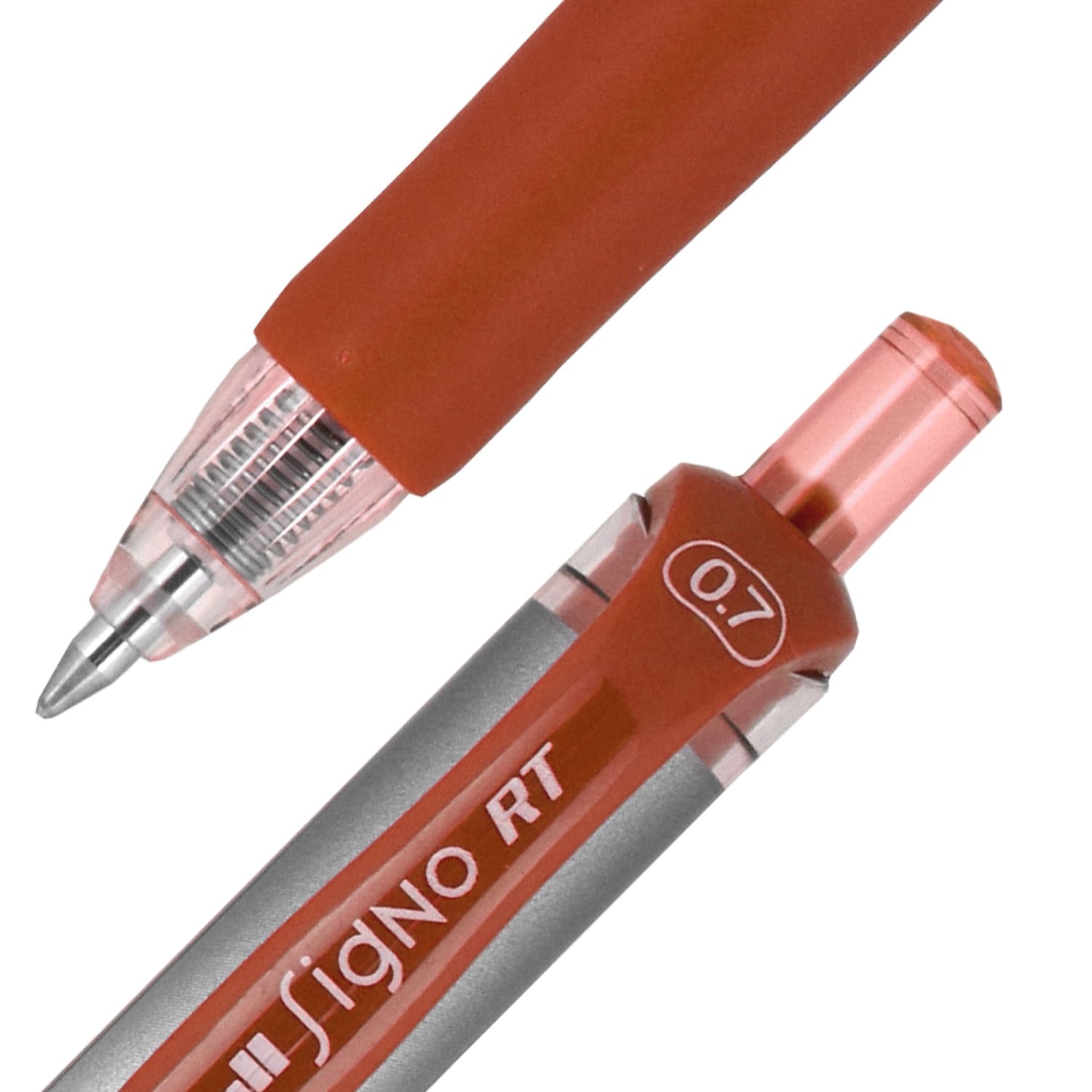 uni-ball Signo Gel RT Retractable Pens, Medium Point, 0.7 mm, Silver Barrel, Red Ink, Pack Of 12 Pens - Image 3