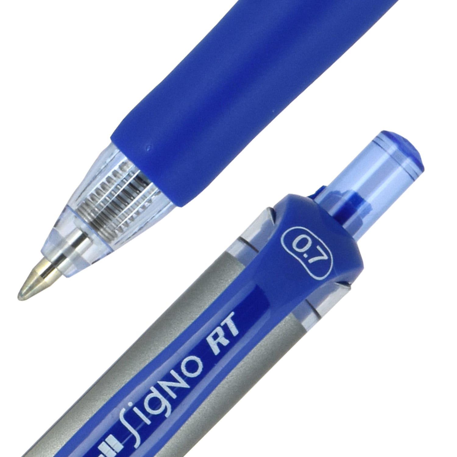uni-ball Signo Gel RT Retractable Pens, Medium Point, 0.7 mm, Silver Barrel, Blue Ink, Pack Of 12 Pens - Image 3