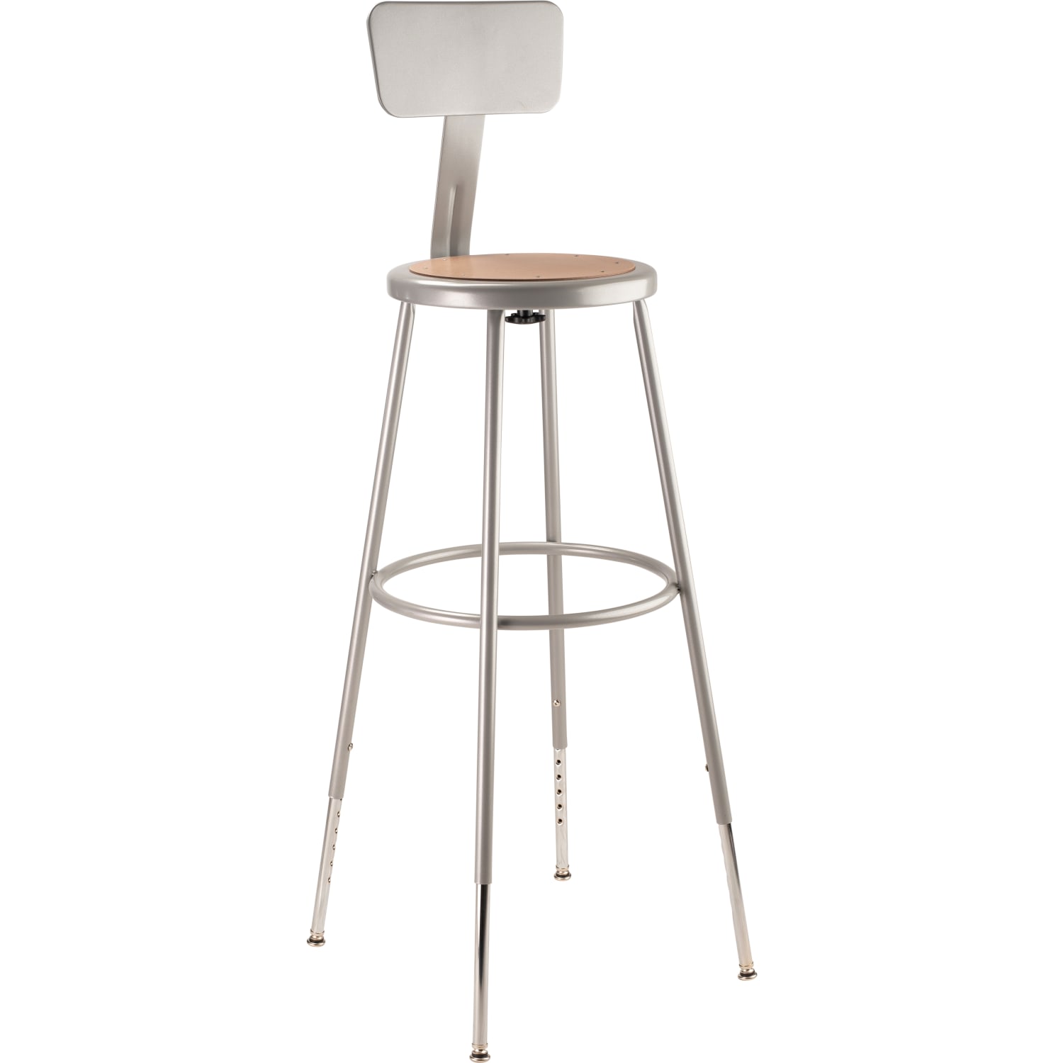 National Public Seating Adjustable Hardboard Stools With Backs 32in 39inH Gray Set of 3 PopularChairscom