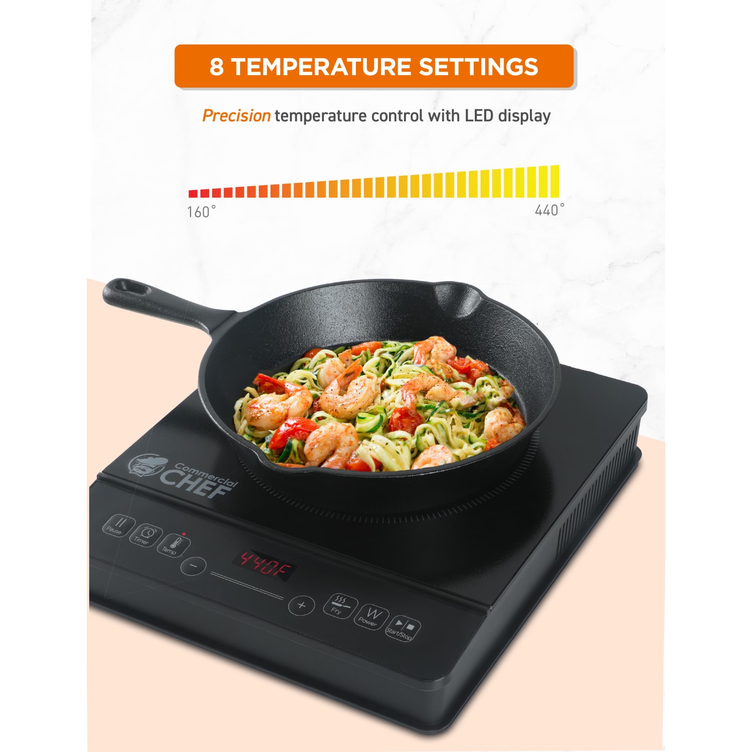 Commercial Chef Portable Induction Cooker With LED Display, Black - Image 4