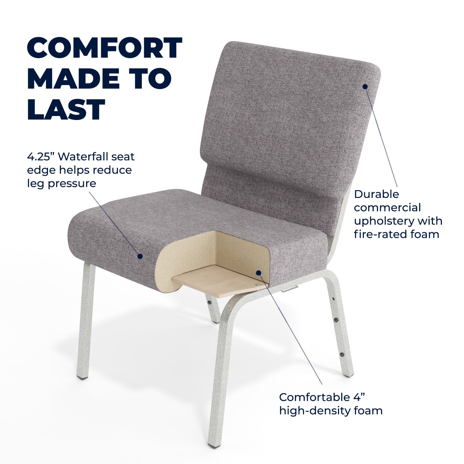 Flash Furniture HERCULES 21inW Stacking Church Chair GraySilvervein PopularChairscom