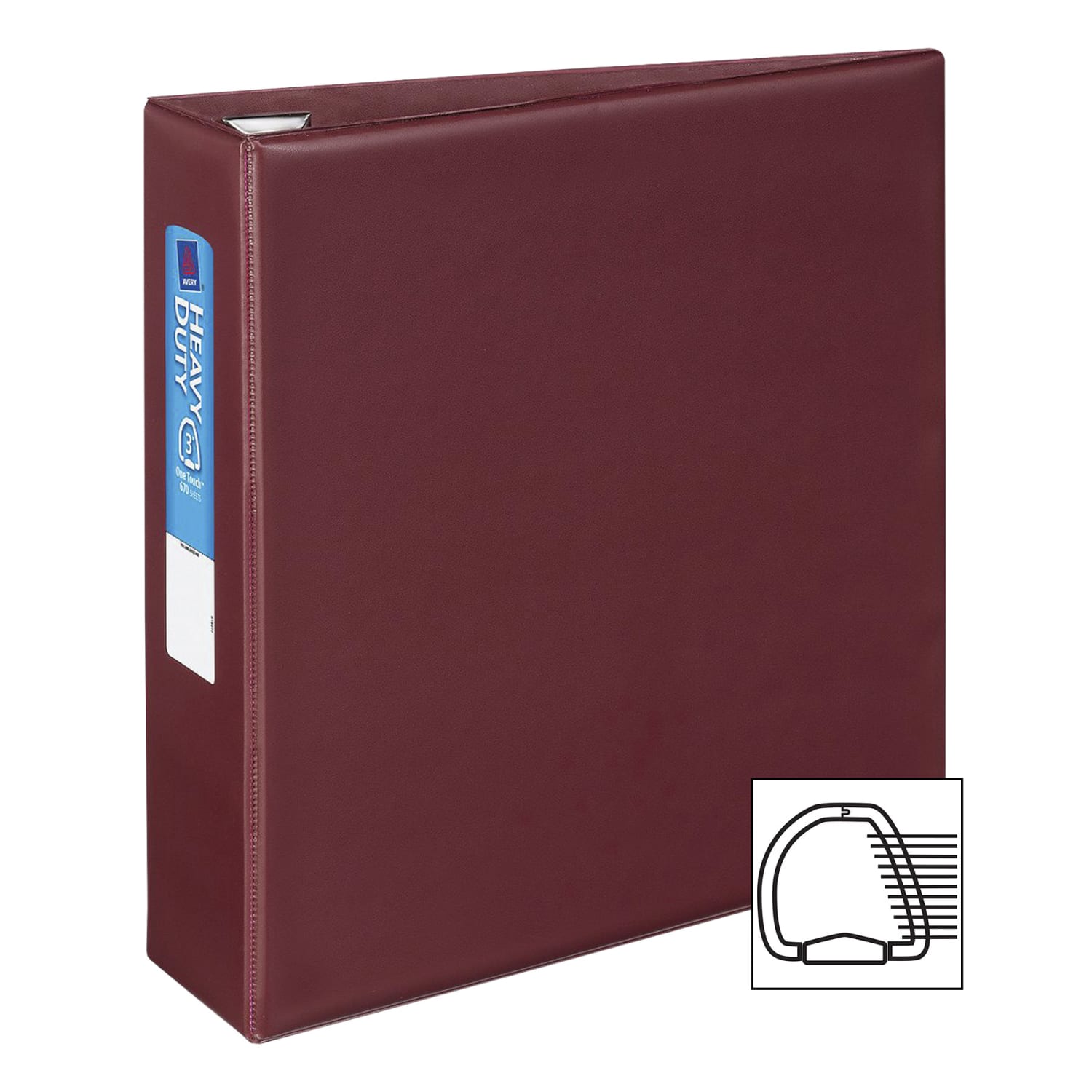 Avery Heavy-Duty 3-Ring Binder With Locking One-Touch EZD Rings, 3in D-Rings, 45% Recycled, Maroon - Image 3
