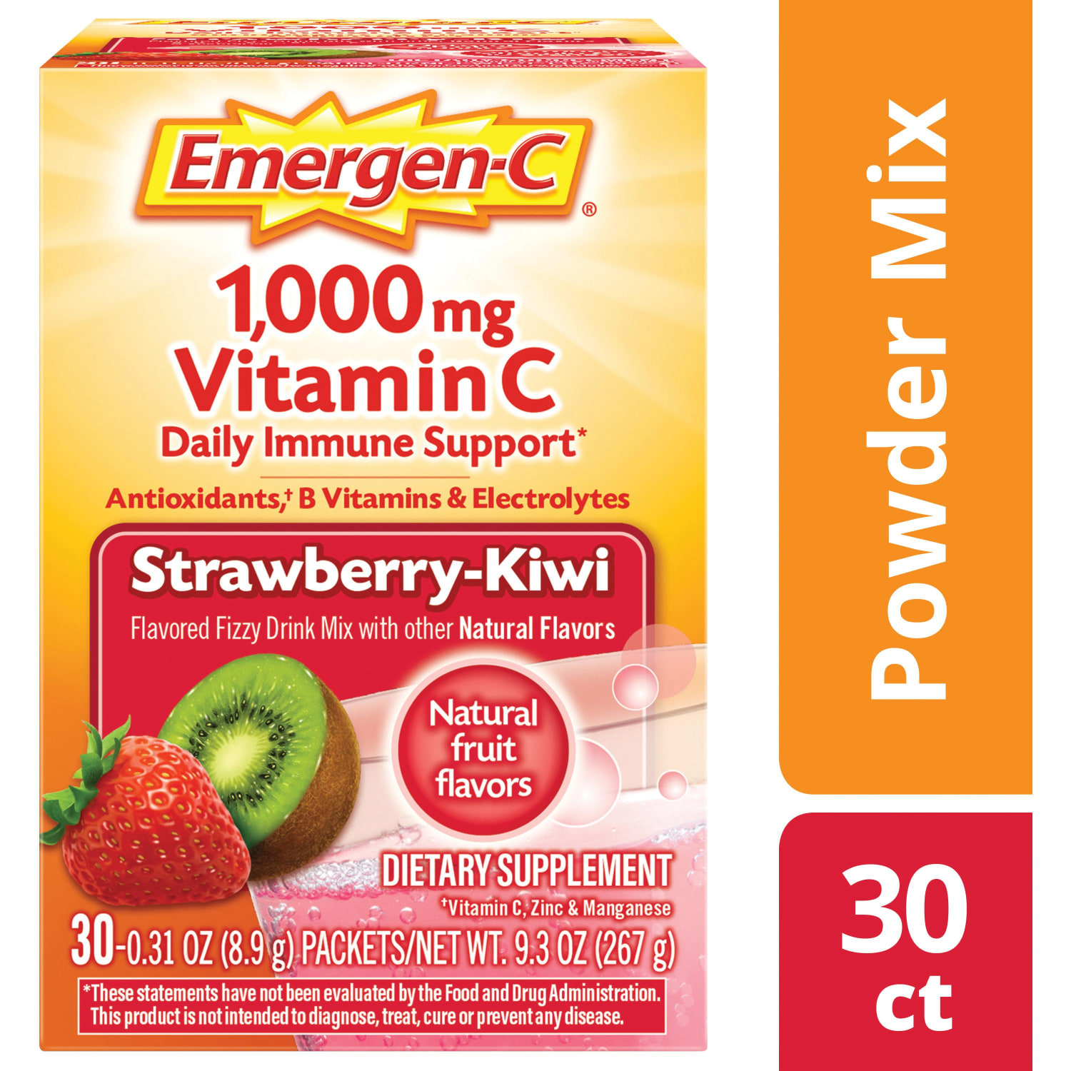 Emergen-C Vitamin C Drink Mix For Immune Support, 0.32 Oz Per Pack, Strawberry Kiwi, Box Of 30 Packs - Image 5