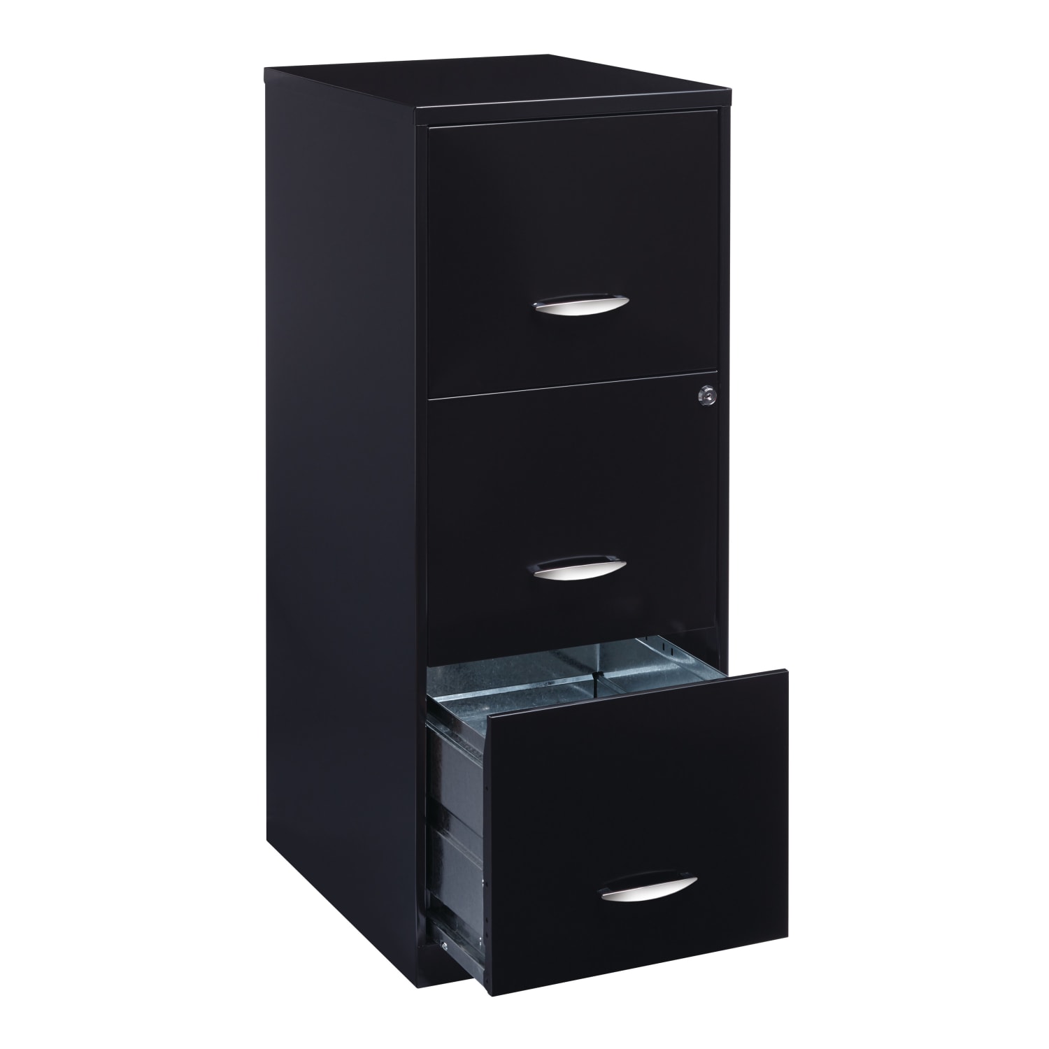 Realspace 18inD 3-Drawer Vertical Letter-Size File Cabinet, Black - Image 3
