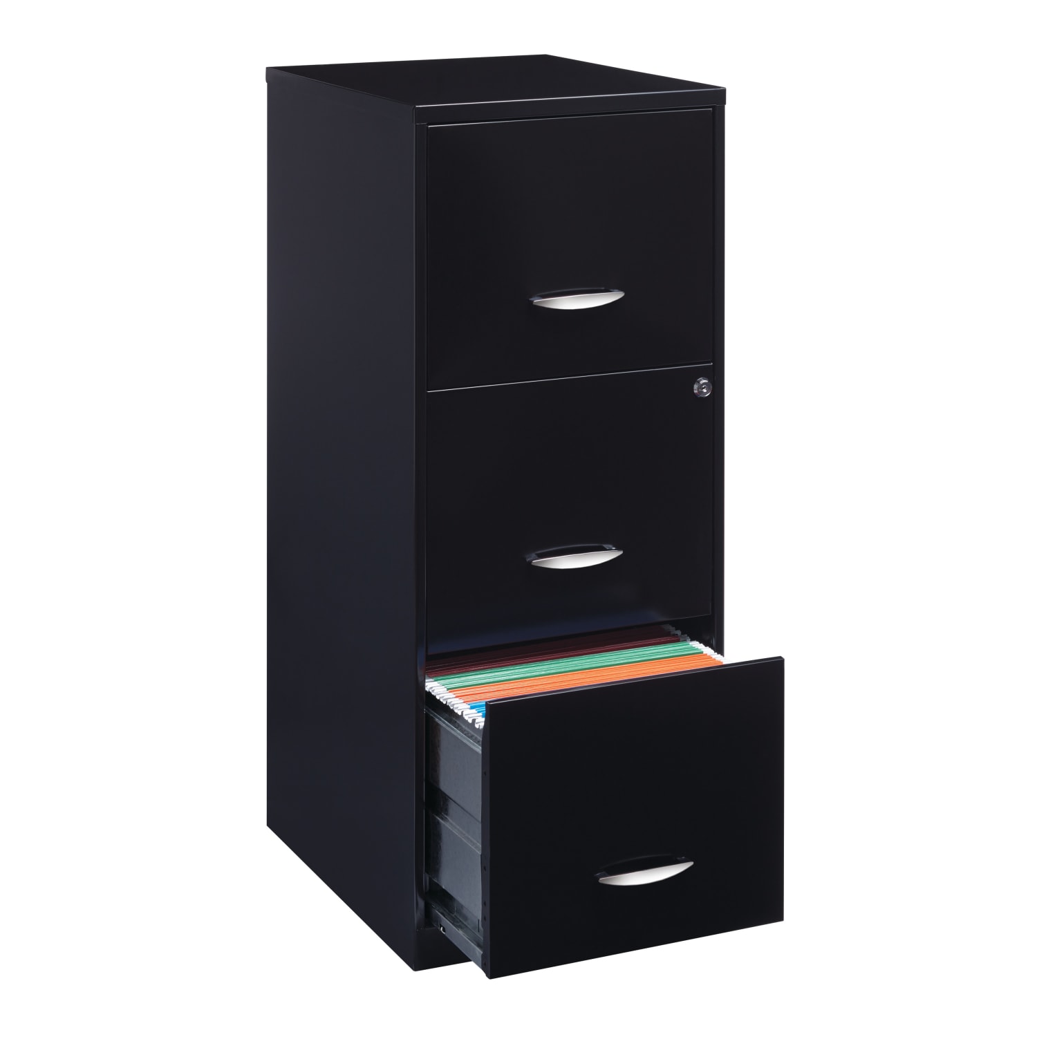Realspace 18inD 3-Drawer Vertical Letter-Size File Cabinet, Black - Image 4