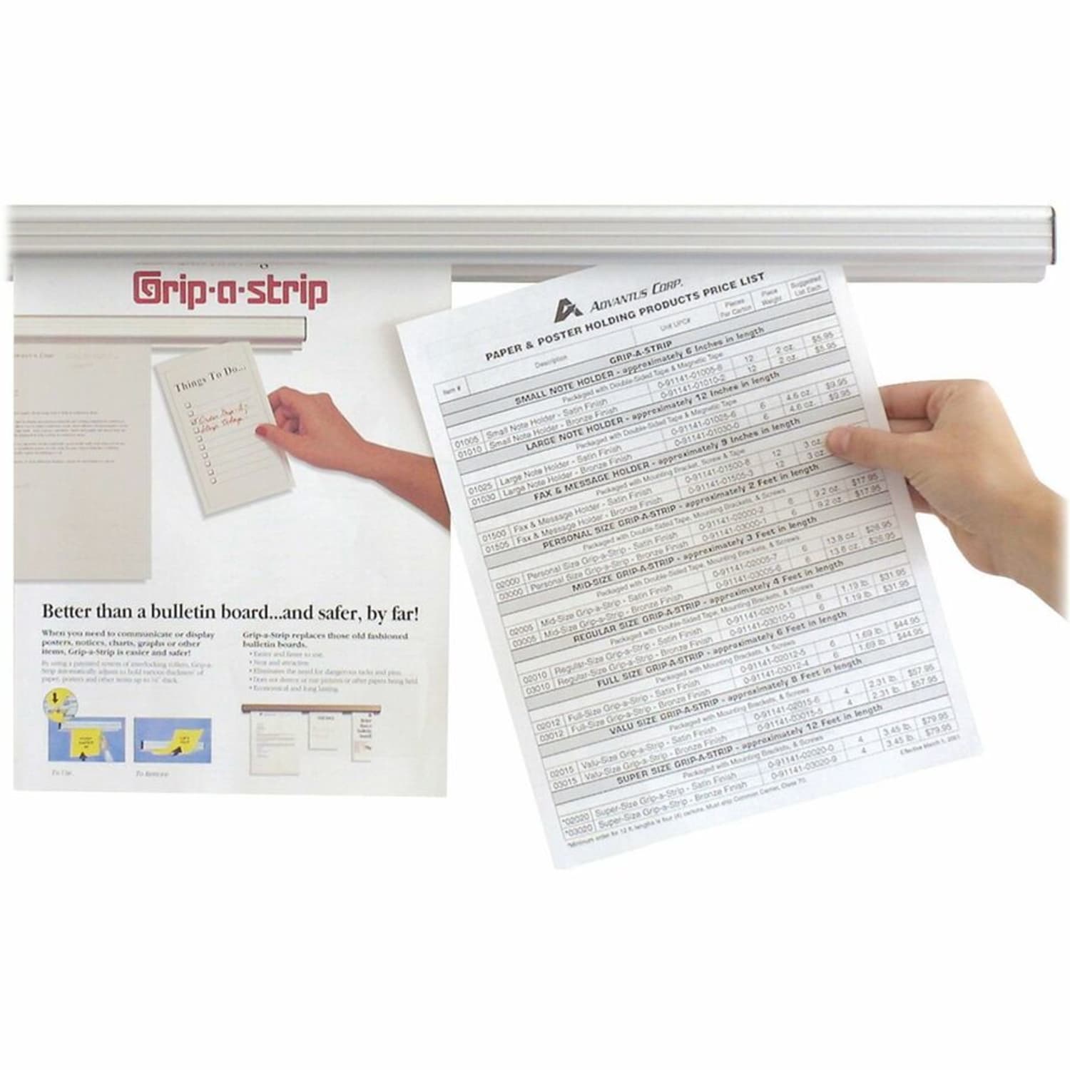 Advantus Grip-A-Strip Display Rail, 1 1/2in x 12in, Platinum Satin Finish - Image 6