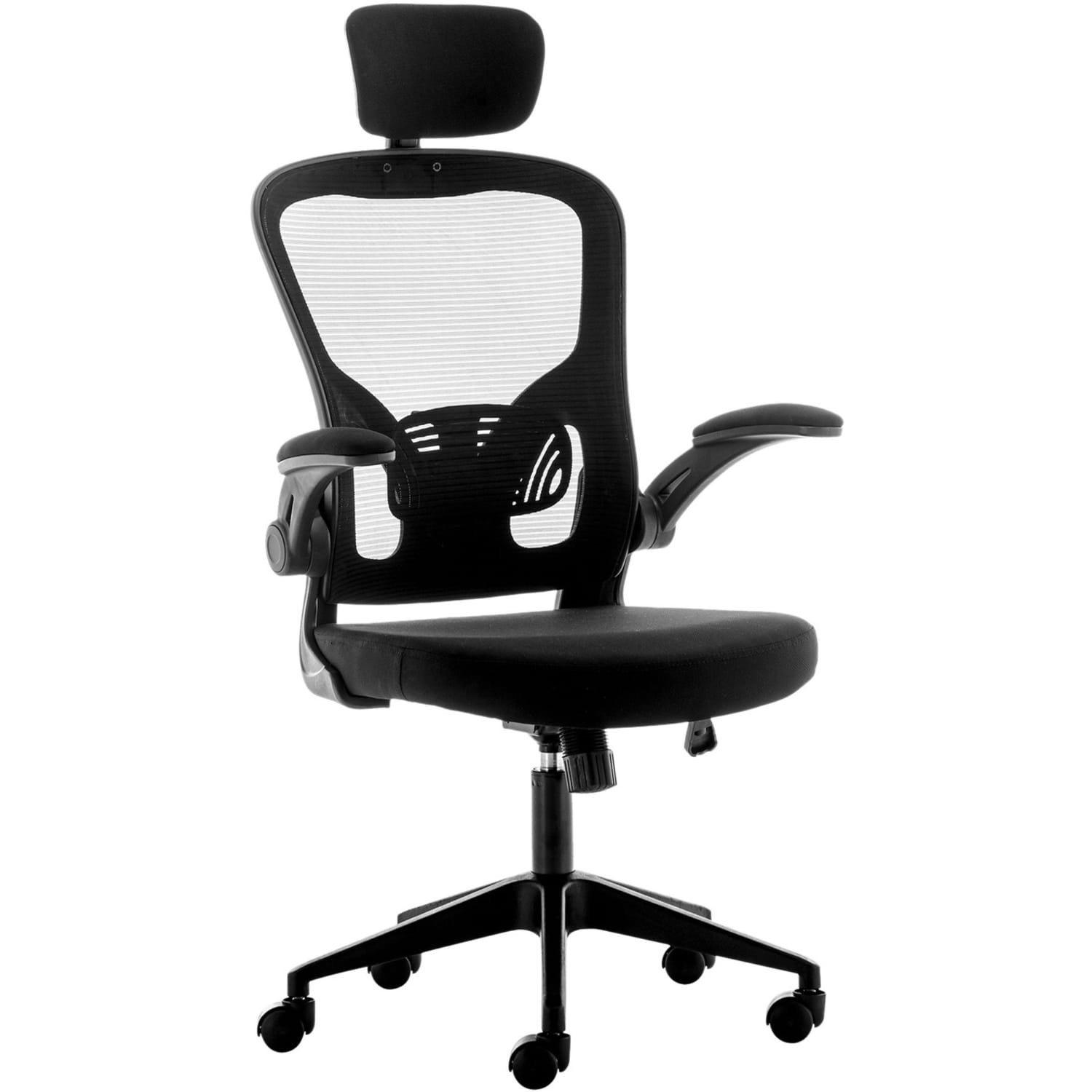 Urban Factory Ergo: Simple Adjustable Office Chair - 5-star Base - Black - Fabric, Rubber, Plastic - Armrest - 1 Piece - Image 3