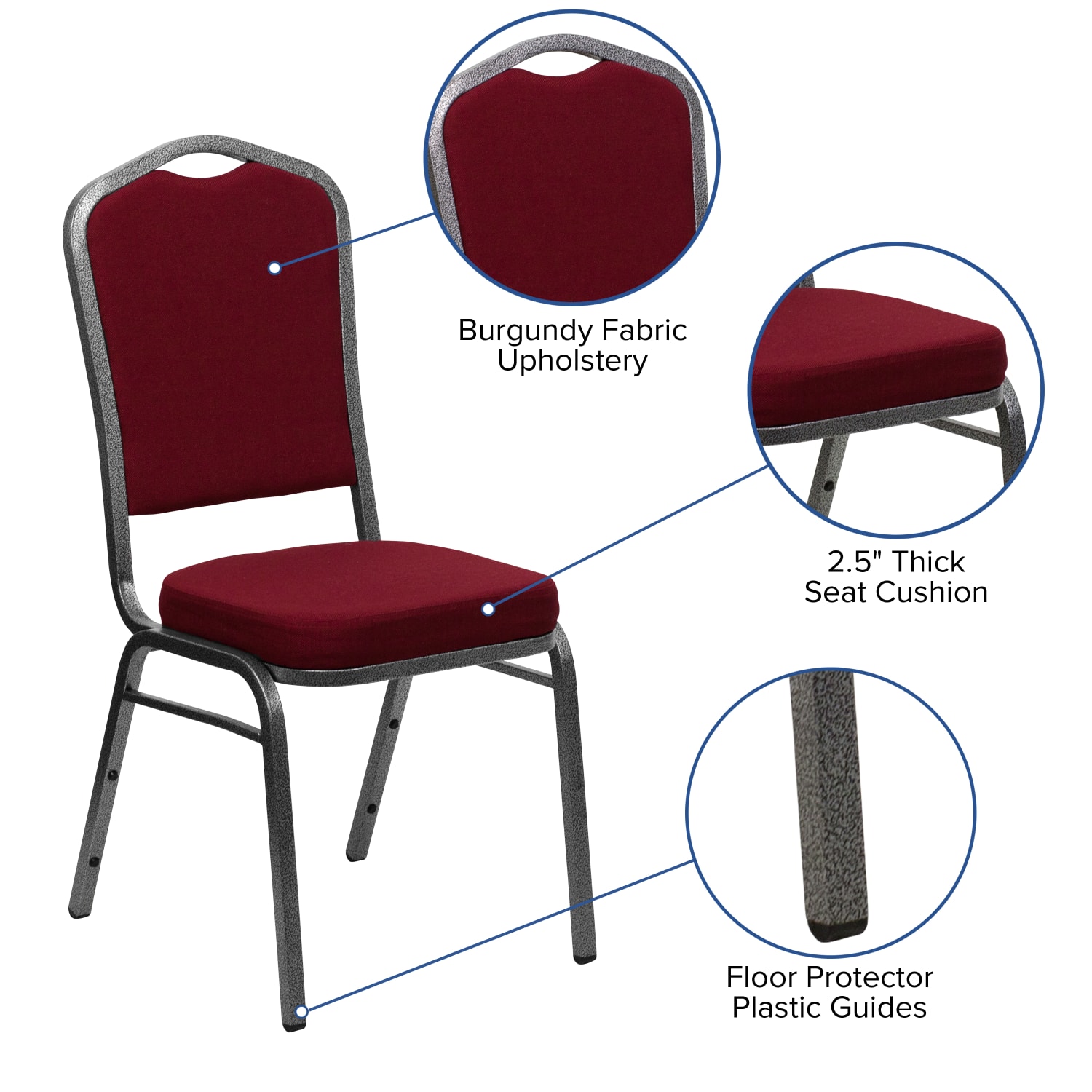 Flash Furniture HERCULES Series Crown Back Stacking Banquet Chair, Burgundy/Silvervein - Image 6