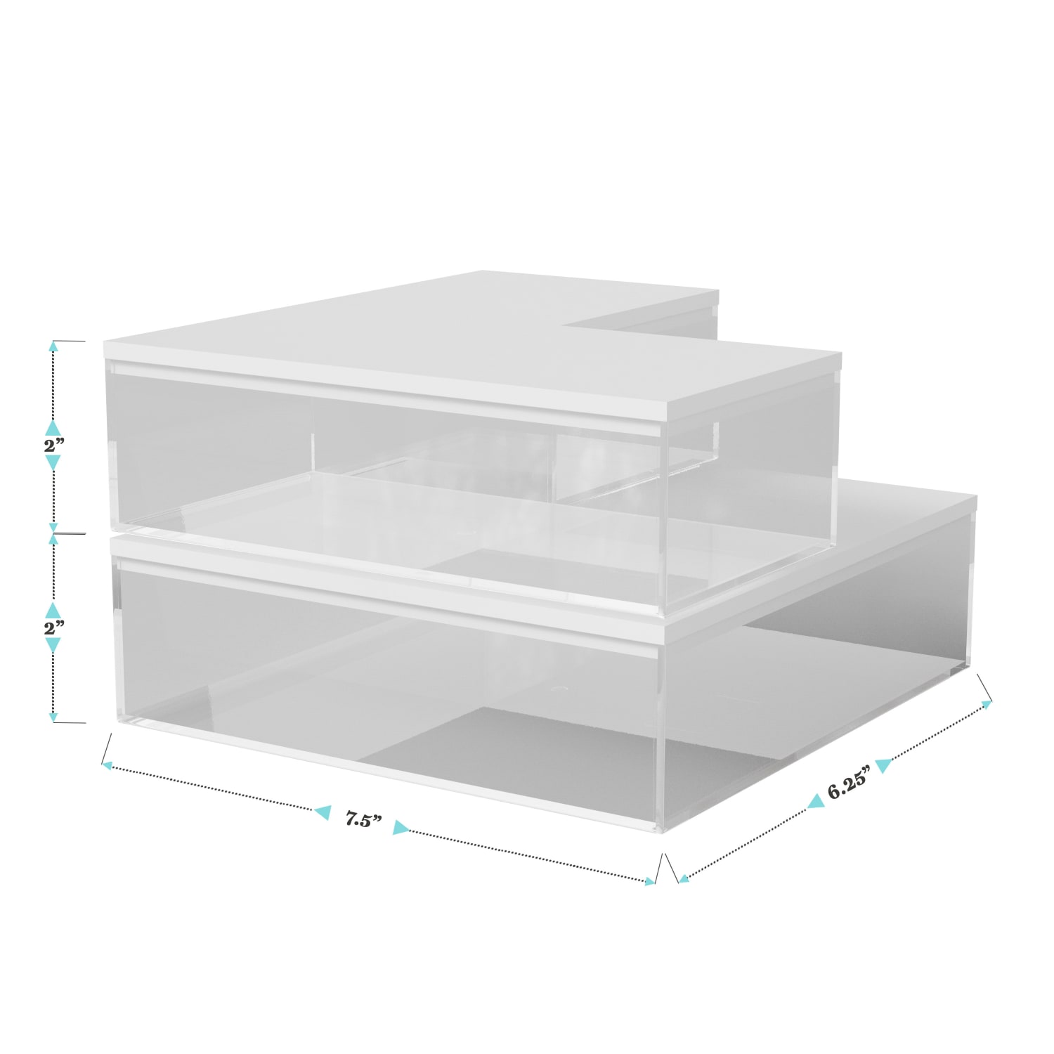 Martha Stewart Brody Plastic Storage Organizer Bins With Lids, 2inH x 7-1/2inW x 6-1/4inD, Clear/White, Set Of 3 Bins - Image 5