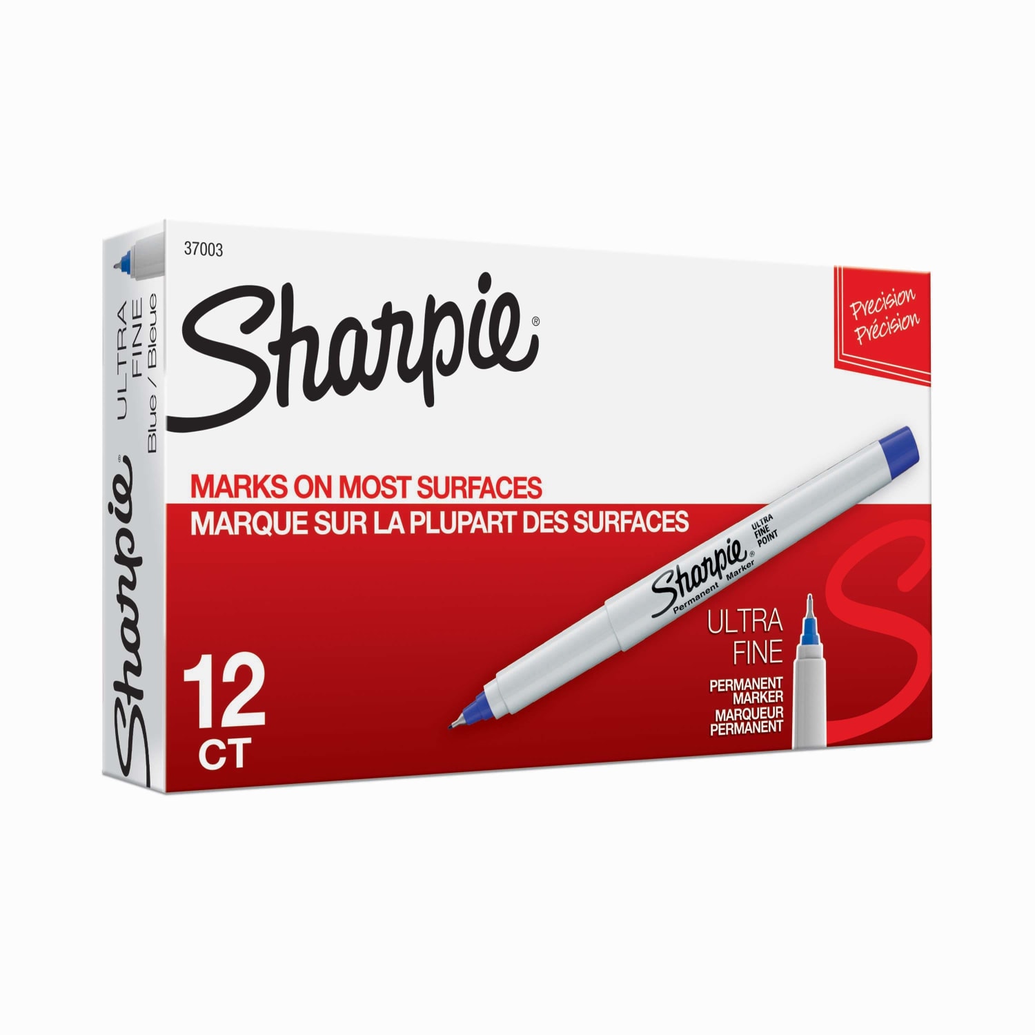 Sharpie Permanent Ultra-Fine Point Markers, Blue, Pack Of 12 Markers