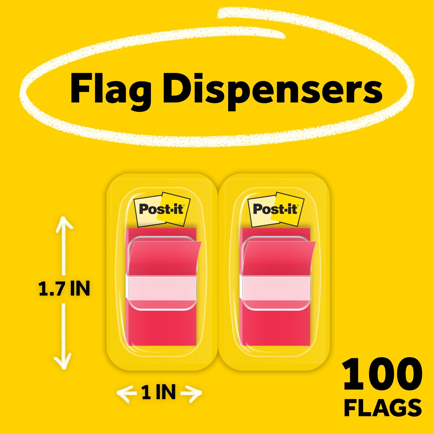 Post-it Notes Flags, 1in x 1-7/10in, Red, 50 Flags Per Pad, Pack Of 2 Pads - Image 3