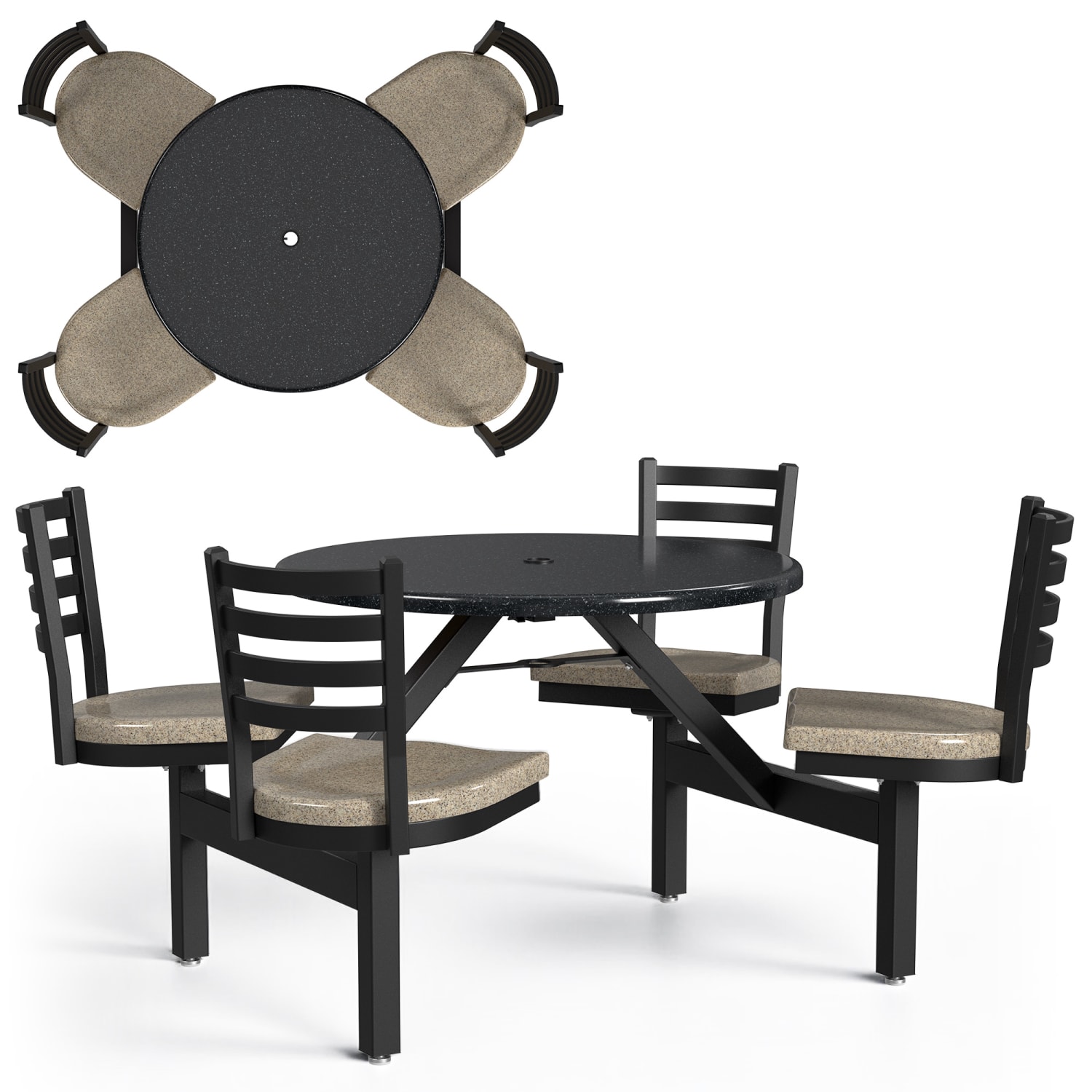 Palmer Hamilton Covey Outdoor Cluster Table With 4 Seats, 29in x 54in, Obsidian/Cappuccino - Image 3