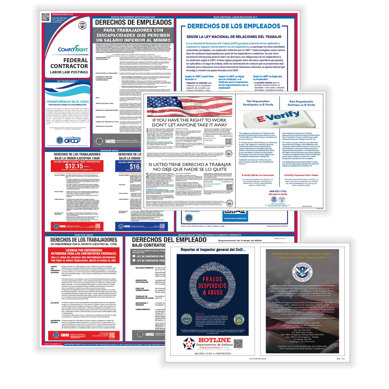 ComplyRight Federal Contractor General Industry Labor Law Poster Set, Spanish