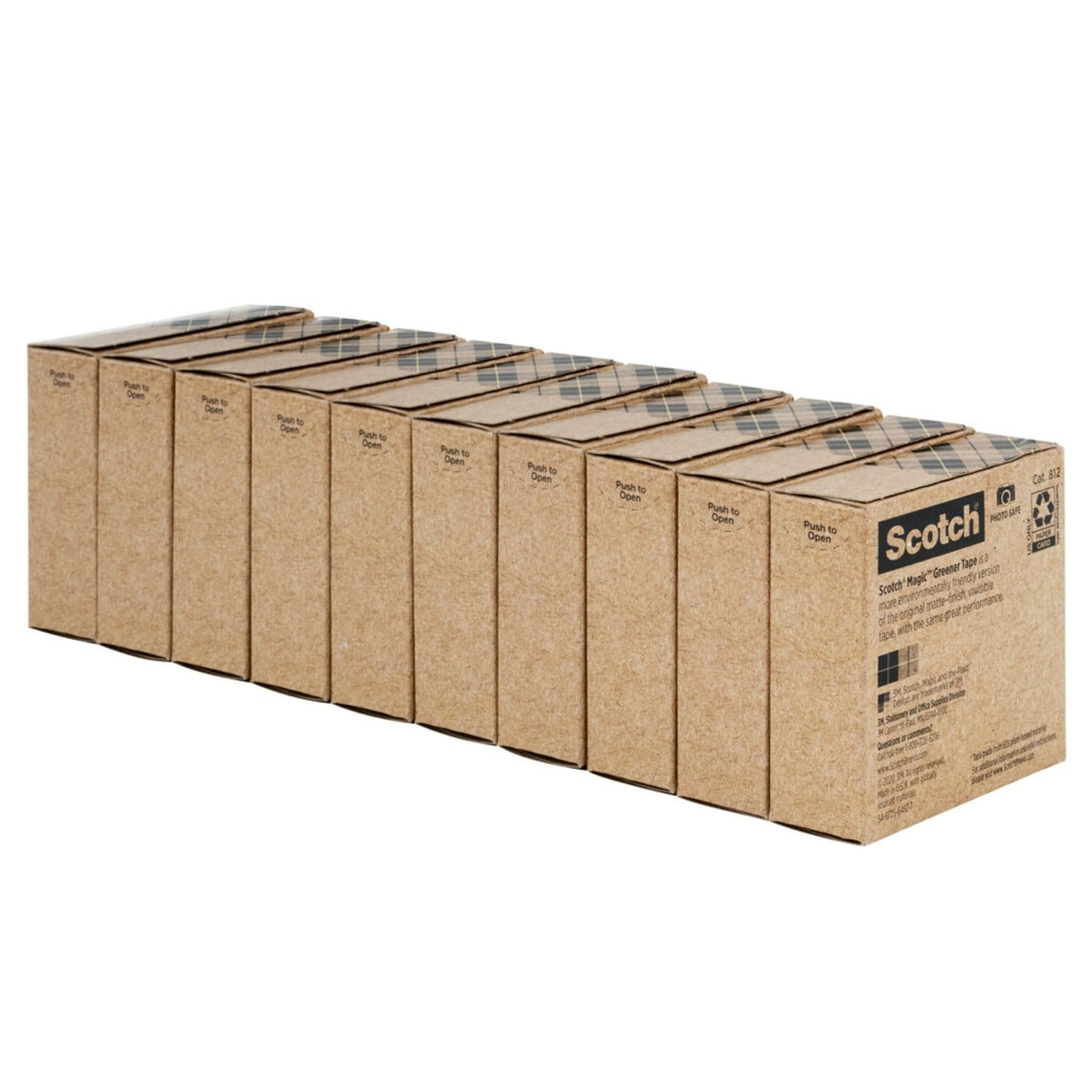Scotch Greener Magic Tape, Invisible, 10 Tape Rolls, 3/4 in x 900 in, 65% Recycled, Home Office Supplies and School Supplies for College and Classrooms - Image 3