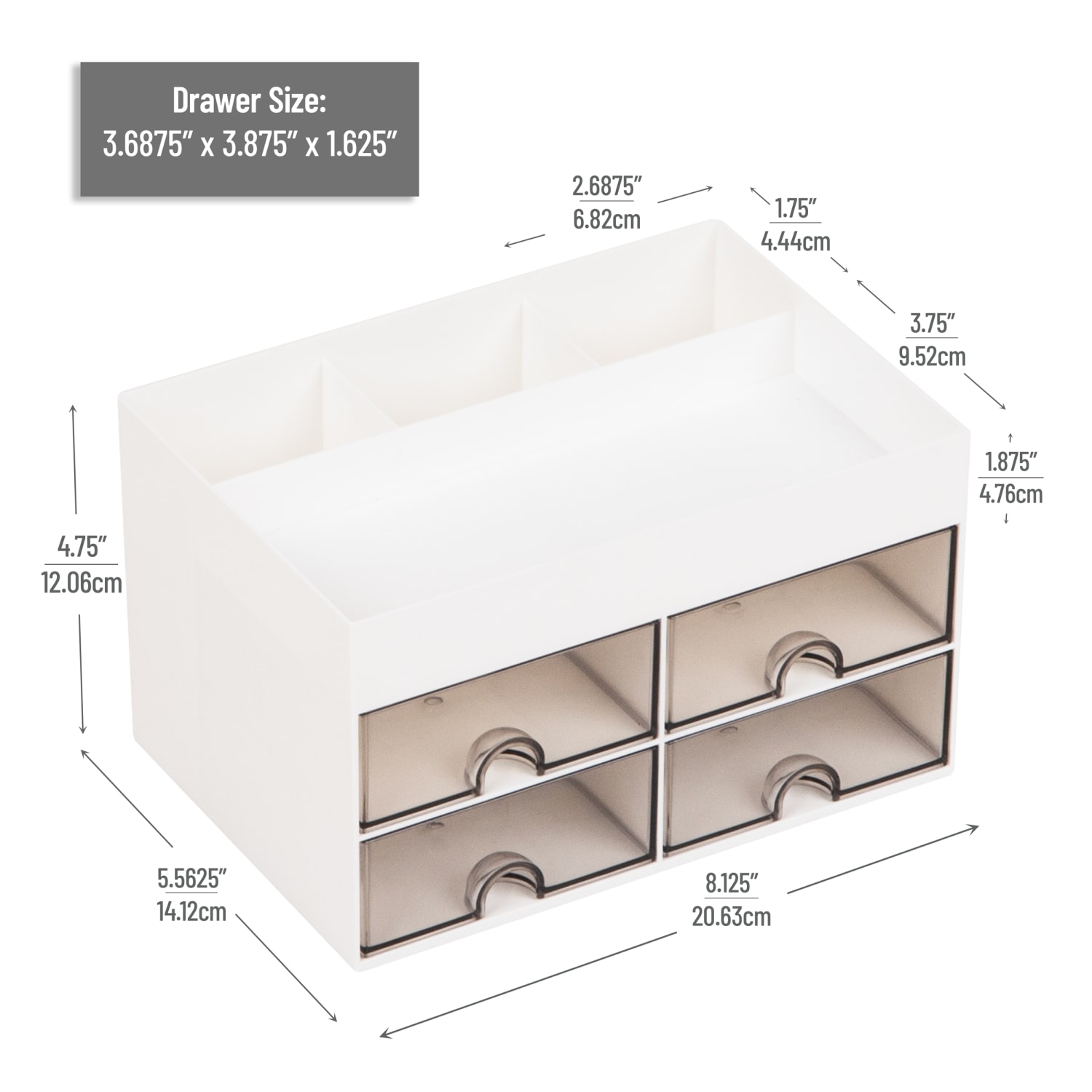 Mind Reader 4-Drawer Craft Supply Organizer With Top Tray, 4-3/4inH x 5-5/8inW x 8-1/8inD, White, Total Qty 1 - Image 4