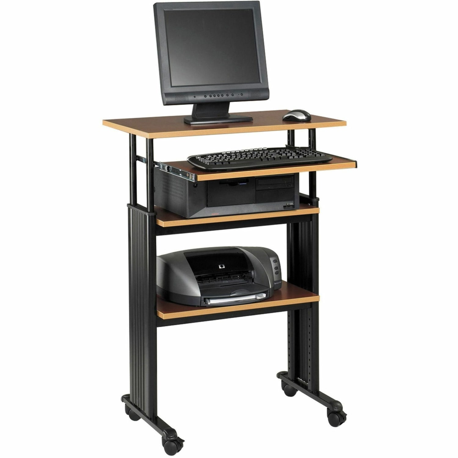 Safco Muv Stand-up Adjustable Height Desk Workstation, 49inH x 22inW x 29inD, Cherry - Image 3