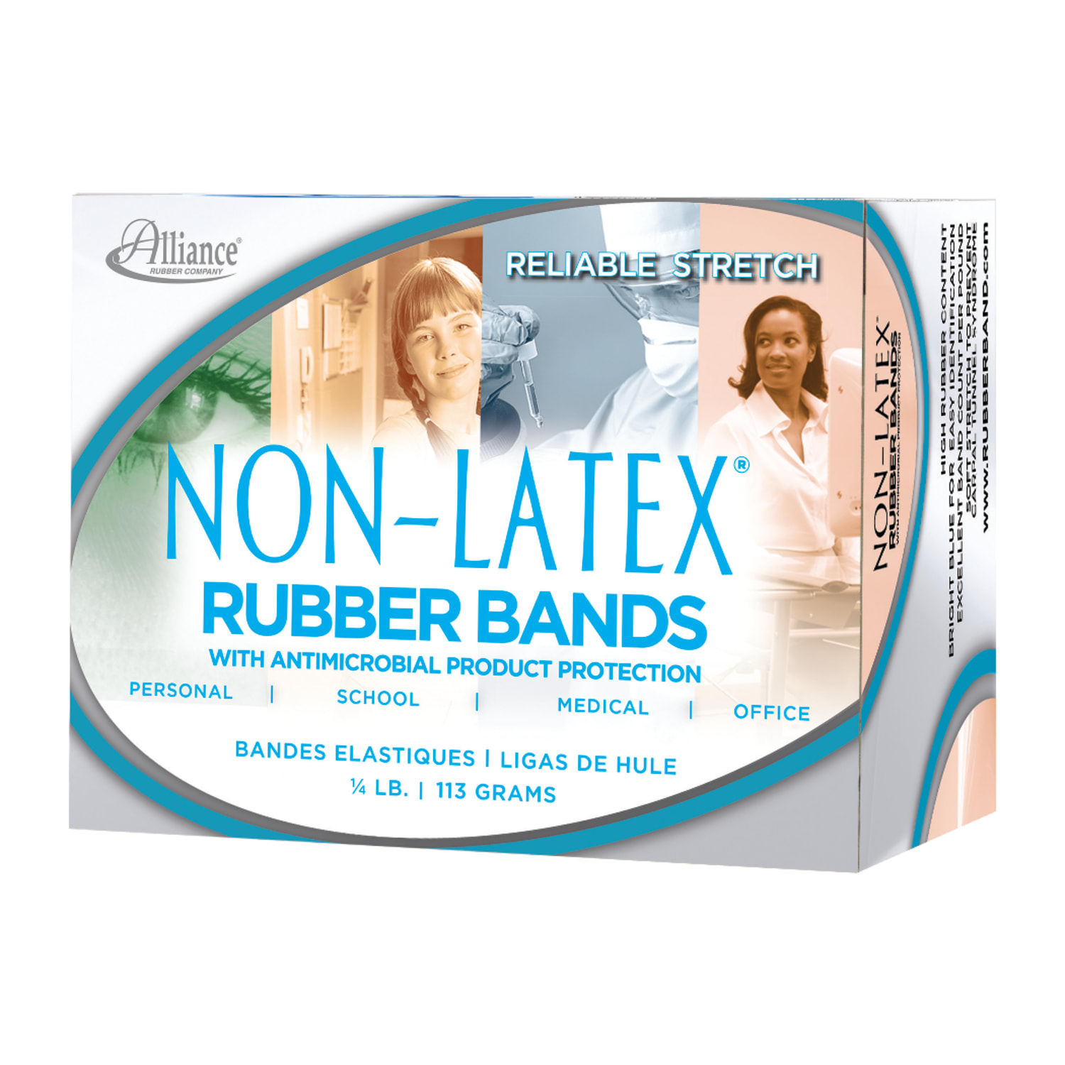 Alliance Rubber Bands With Antimicrobial Protection, #117B, 7in x 1/8in, Cyan Blue - Image 4