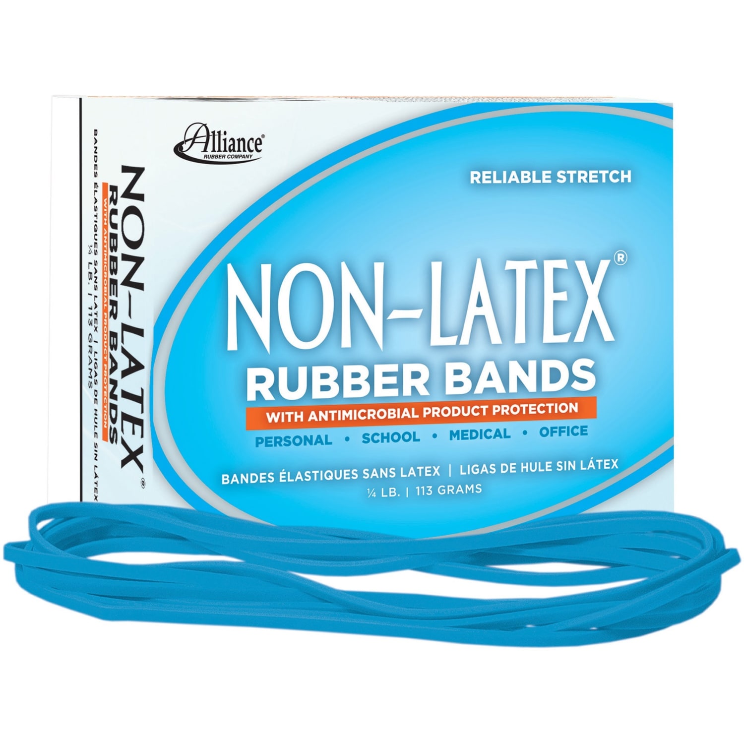 Alliance Rubber Bands With Antimicrobial Protection, #117B, 7in x 1/8in, Cyan Blue - Image 6