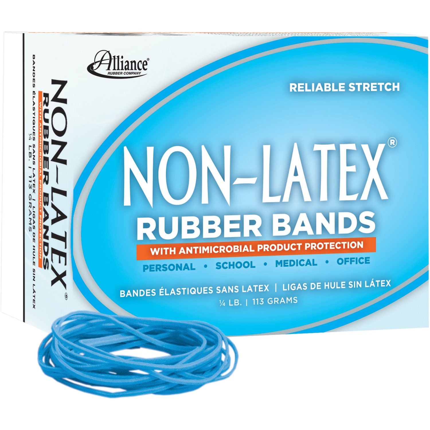 Alliance Rubber Bands With Antimicrobial Protection, #19, 3 1/2in x 1/16in, Cyan Blue, 40 Per Pack - Image 4