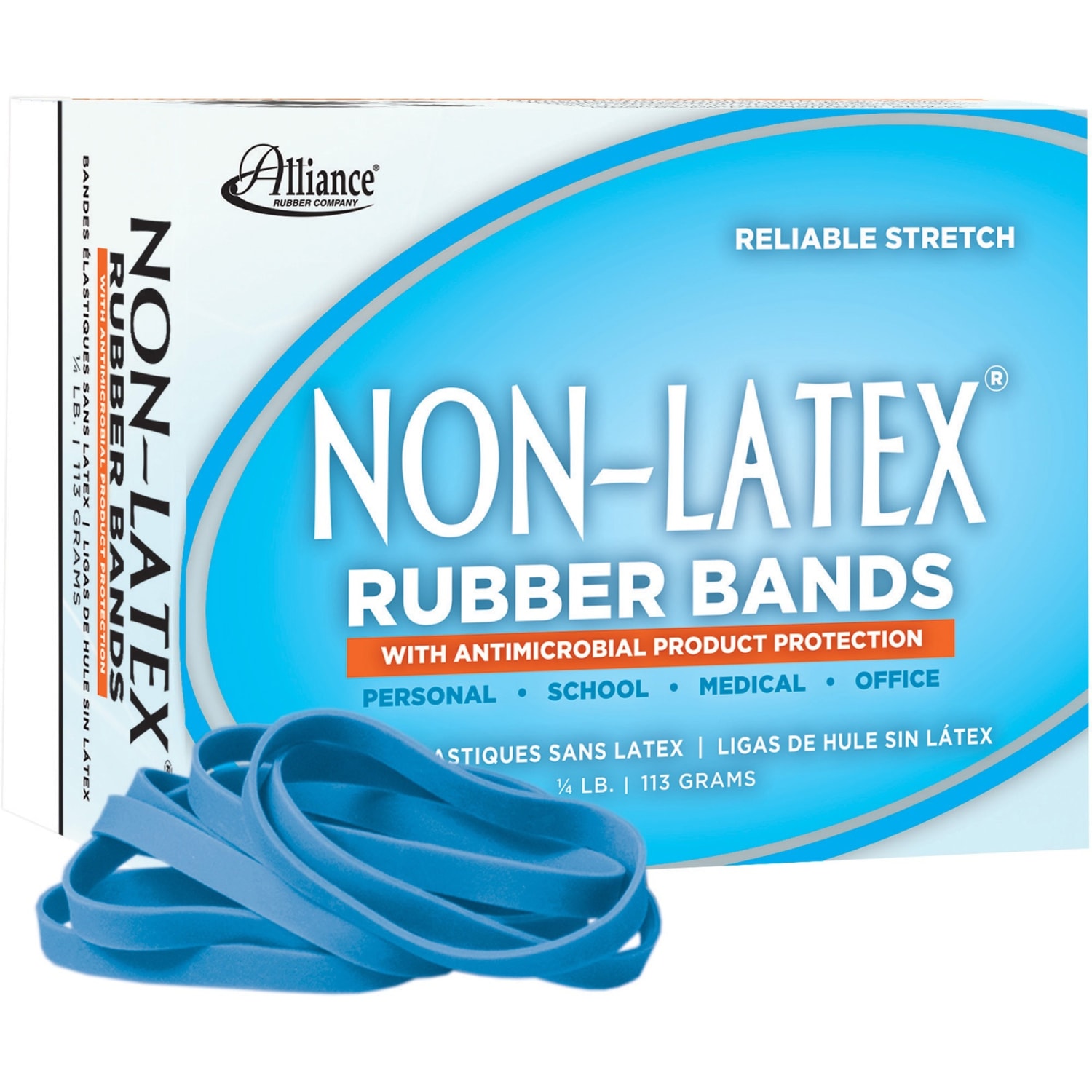 Alliance Rubber Bands With Antimicrobial Protection, #64, 3 1/2in x 1/4in, Cyan Blue - Image 6