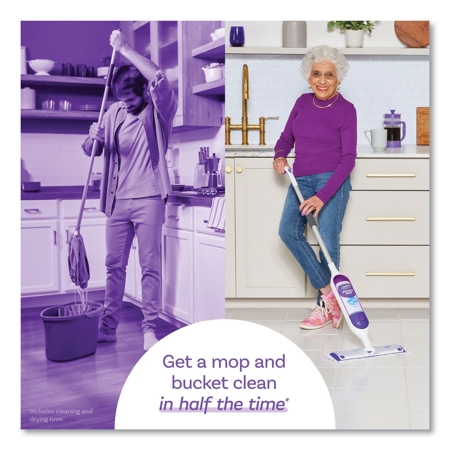 Swiffer PowerMop Cleaning Solution and Pads Refill Pack, Lavender, 25.3 oz Bottle and 5 Pads per Pack, 4 Packs/Carton - Image 5