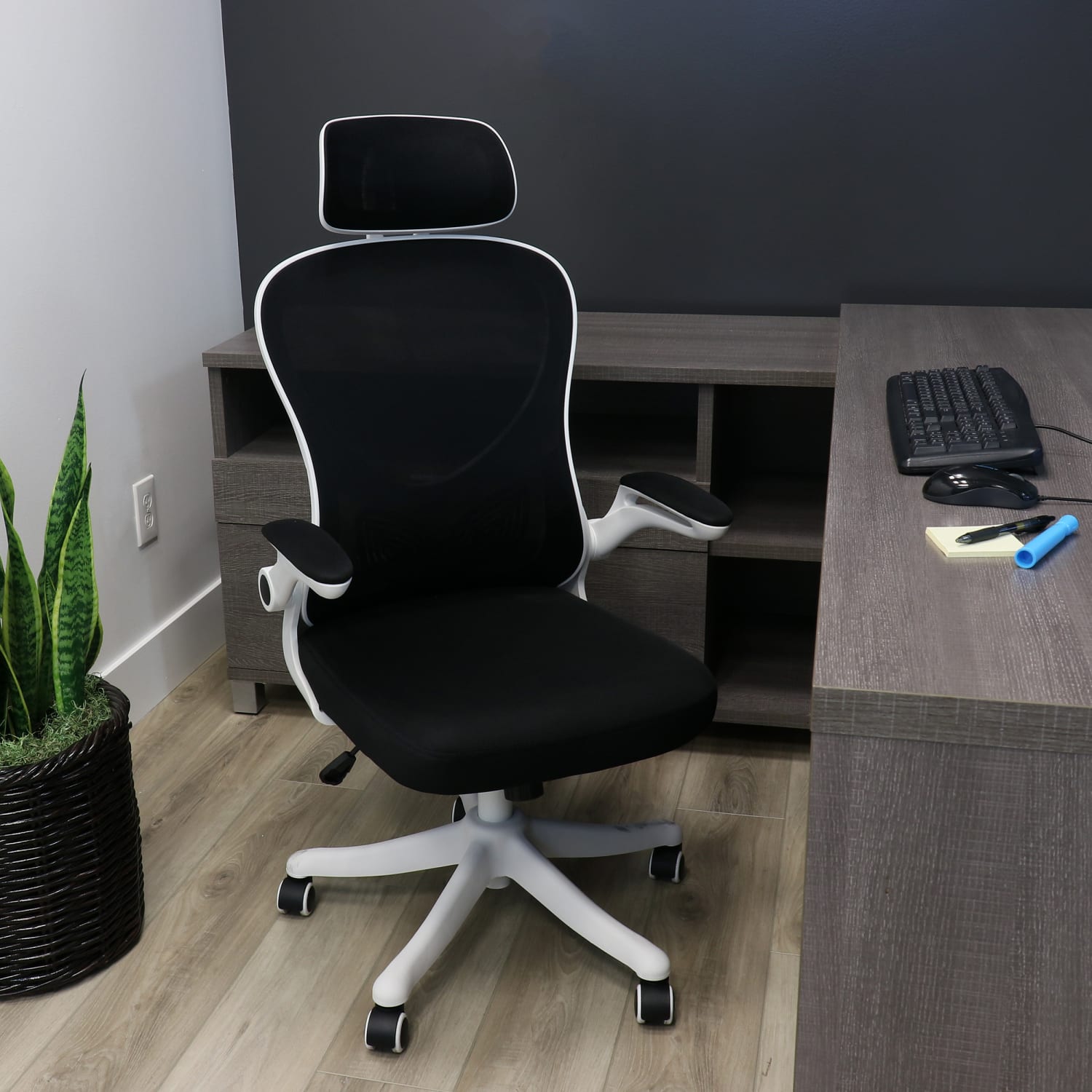 Elama MeshFabric HighBack Adjustable Office Task Chair WhiteBlack PopularChairscom Elama MeshFabric High Back Adjustable Office Task Chair WhiteBlack PopularChairscom