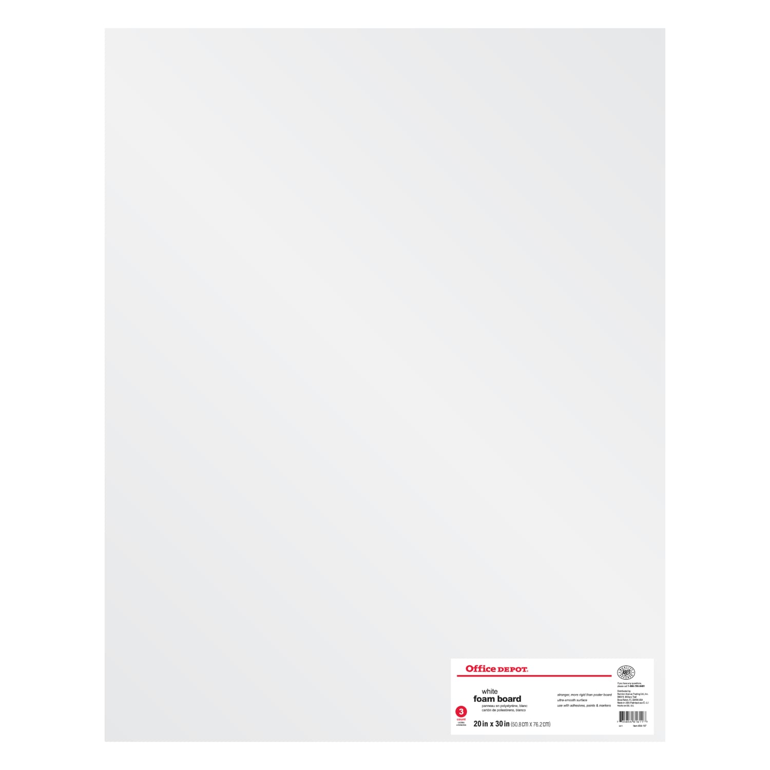 Office Depot Brand Foam Boards, 20in x 30in, White, Pack Of 3