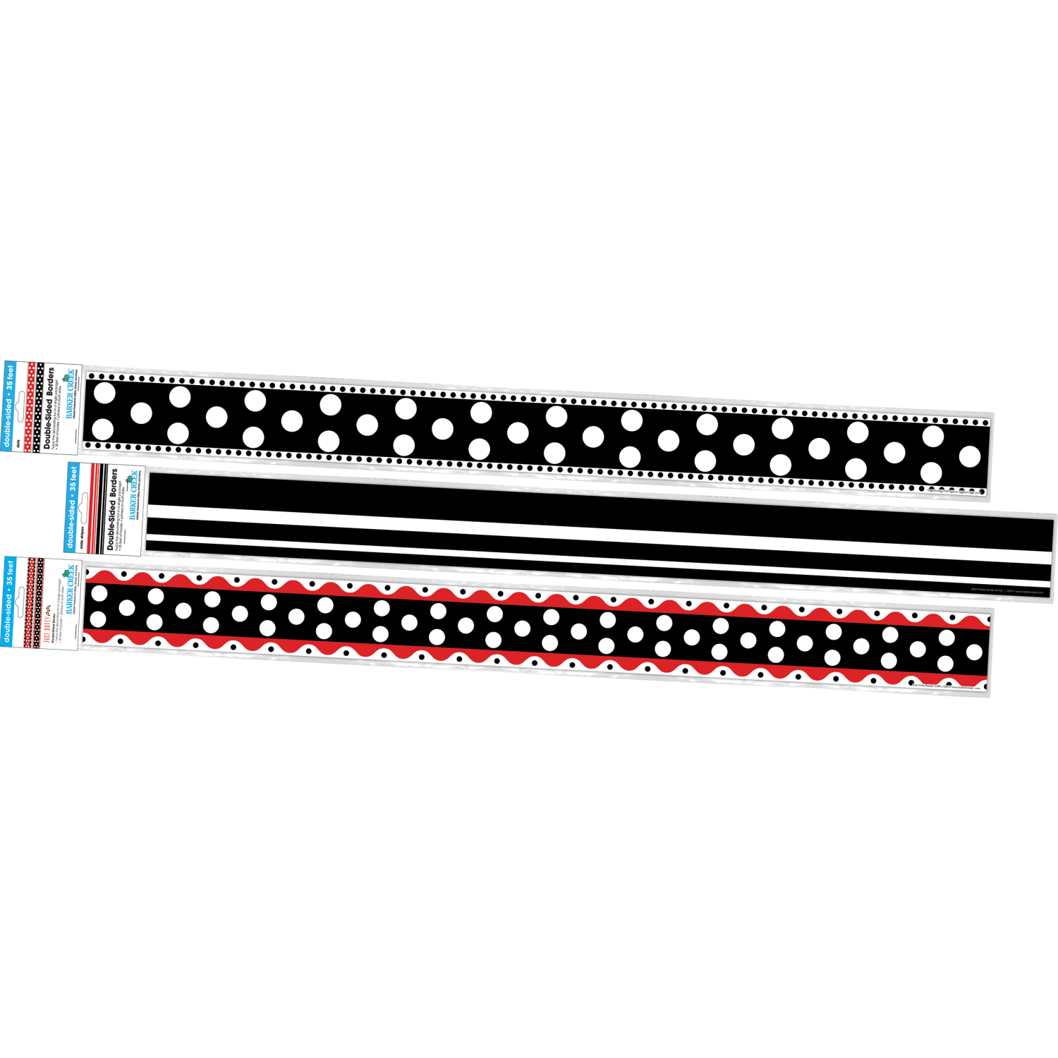 Barker Creek Double-Sided Borders, 3in x 35in, Stripes & Dots, 12 Strips Per Pack, Set Of 3 Packs - Image 6