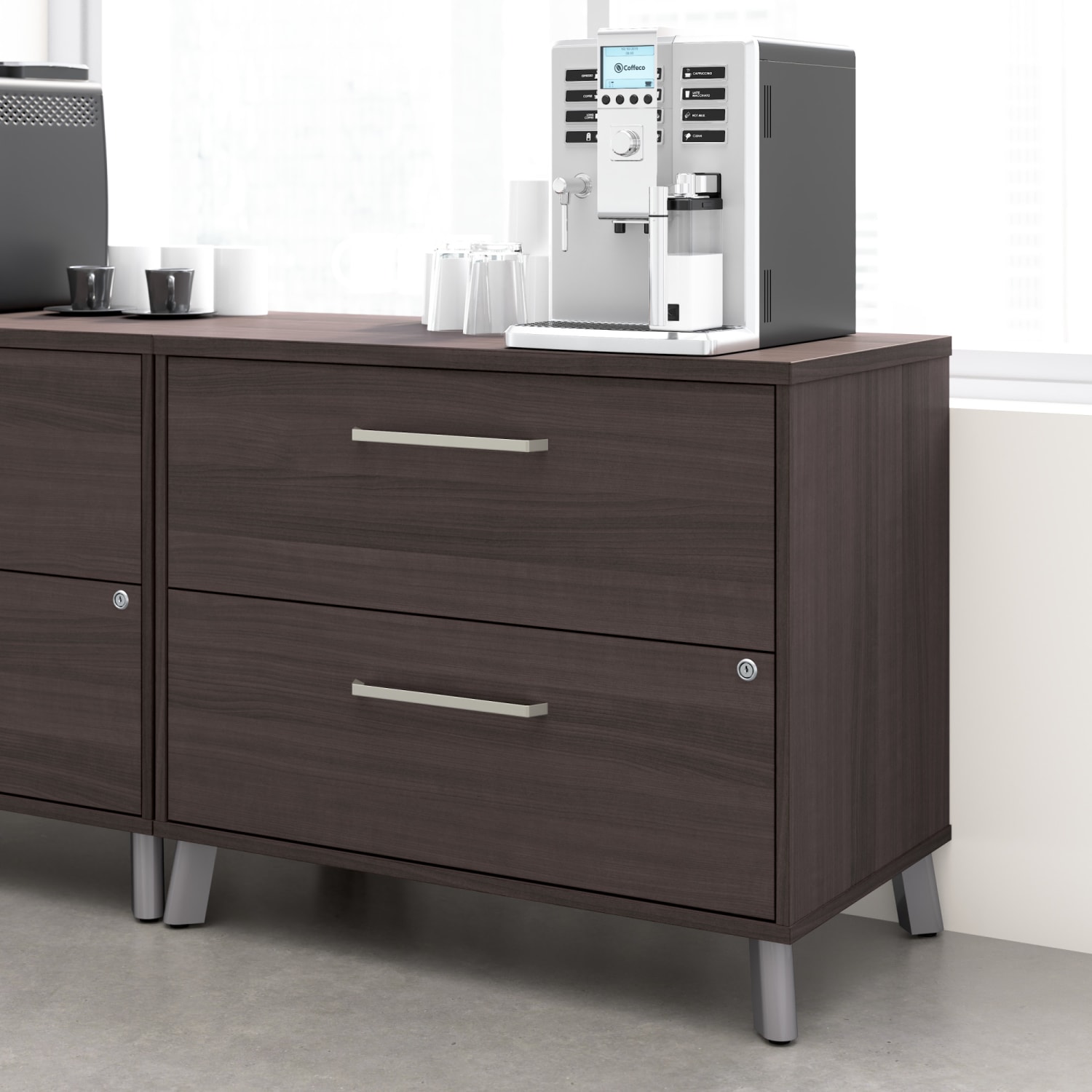 WorkPro Motiva 36inW 2-Drawer Lateral File Cabinet, Storm Gray, Standard Delivery