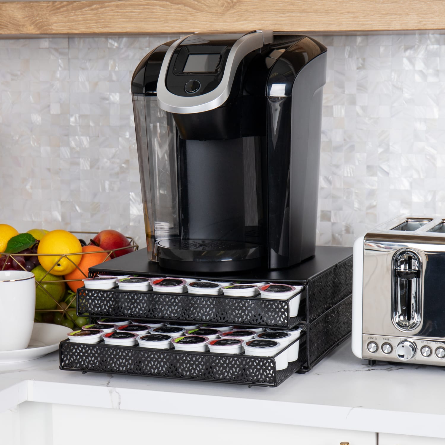 Mind Reader 2 Drawers Single Serve Coffee Pod Organizer, 5inH x 12-3/4inW x 13inL 72 Coffee Pod Capacity, Black - Image 3